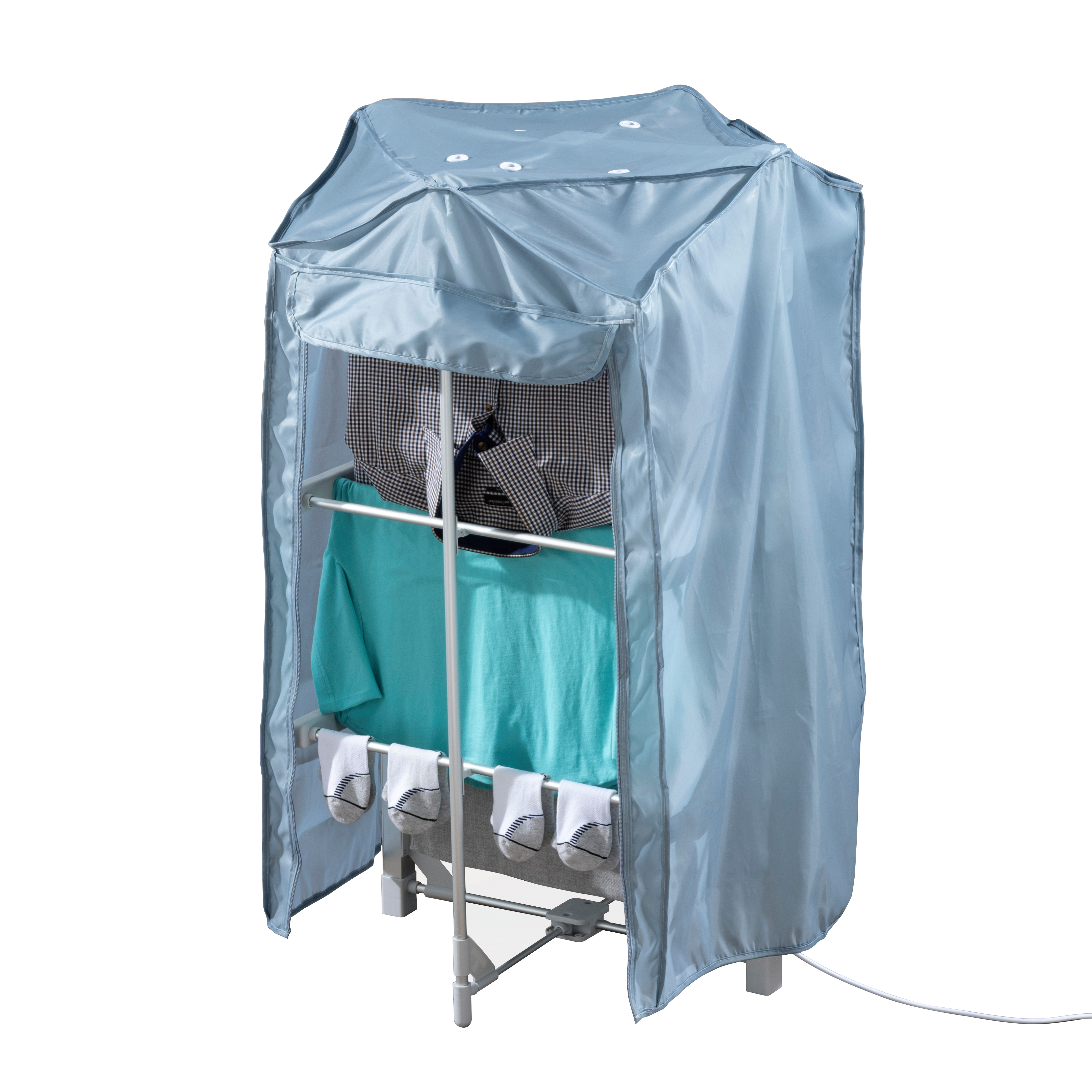 Daewoo Small 3 Tier Foldable Electric Heated Clothes Airer with Cover