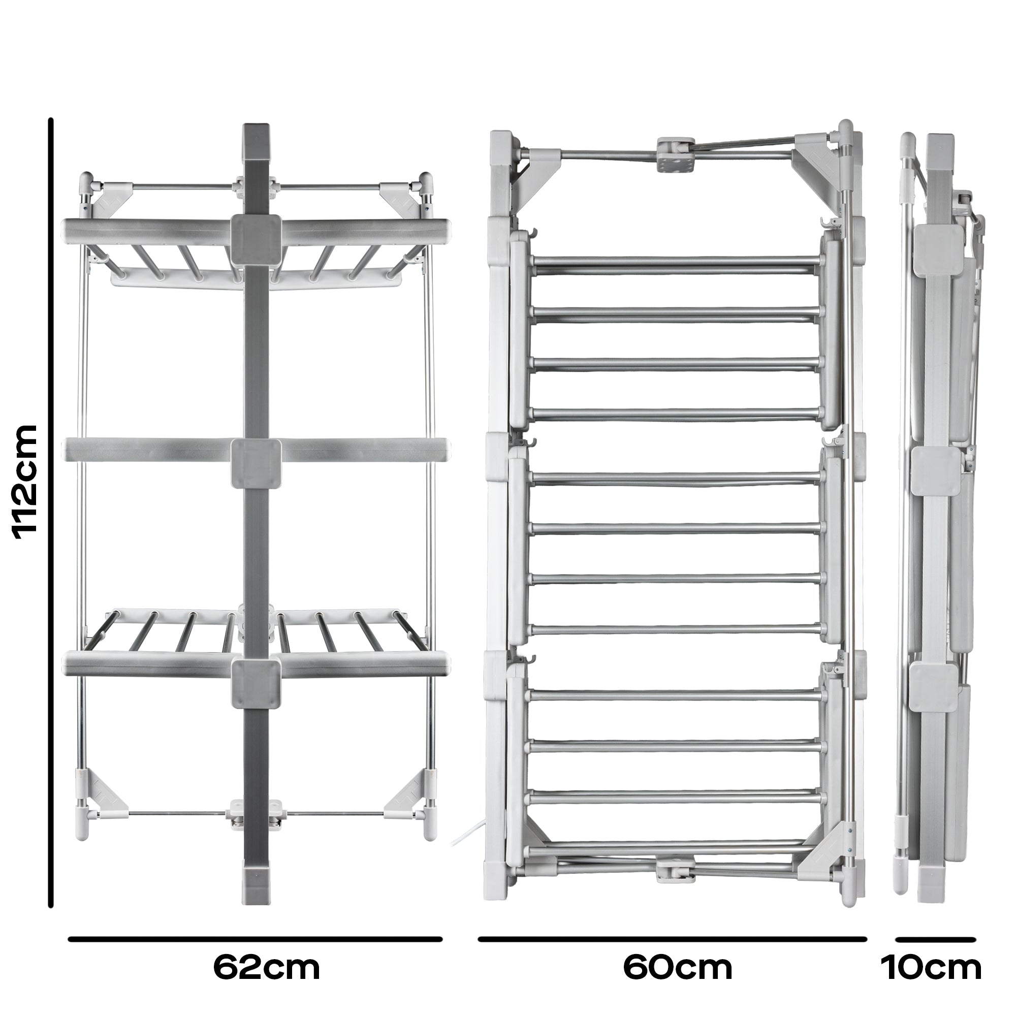 Daewoo Small 3 Tier Foldable Electric Heated Clothes Airer with Cover