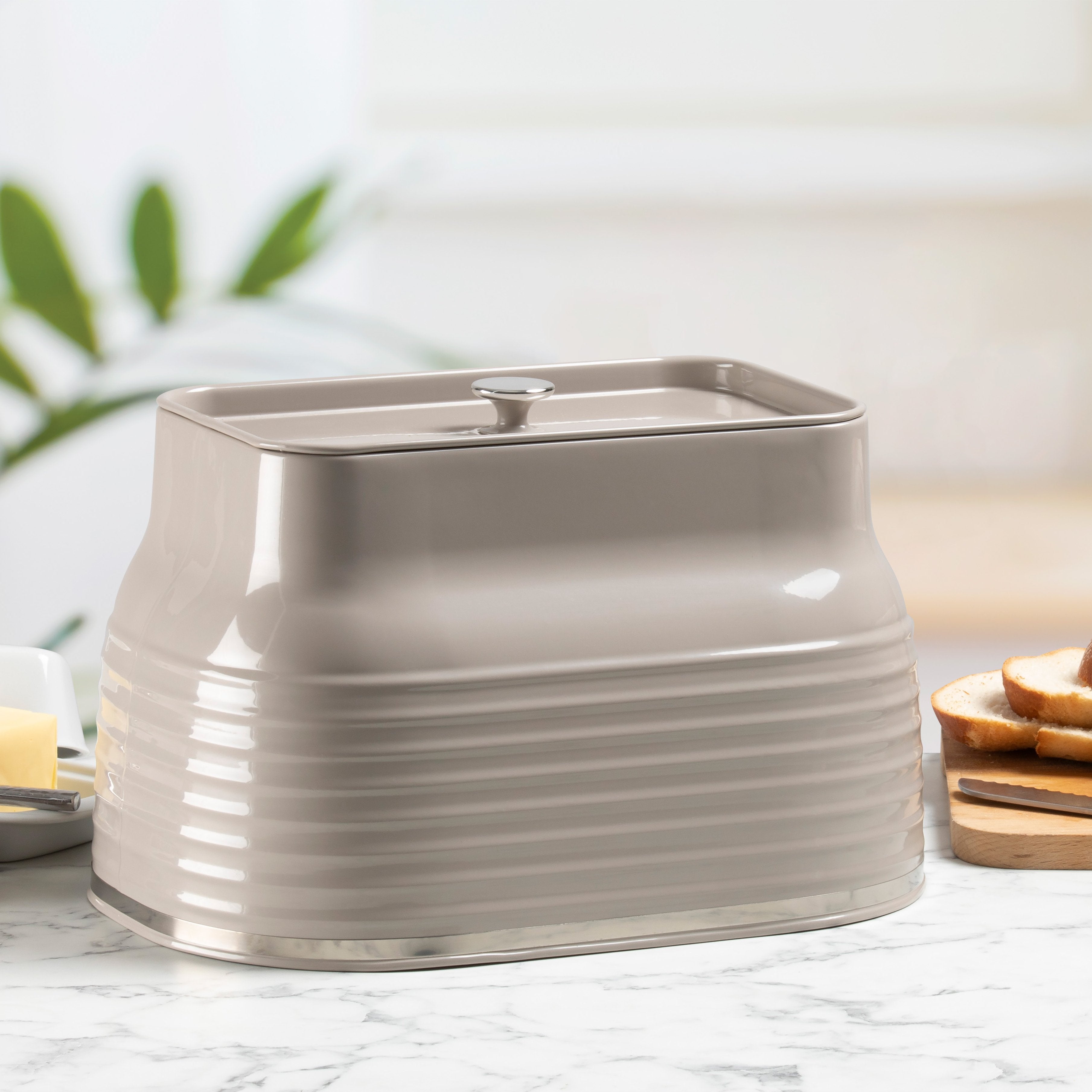 Daewoo Taupe Sienna Steel Bread Bin