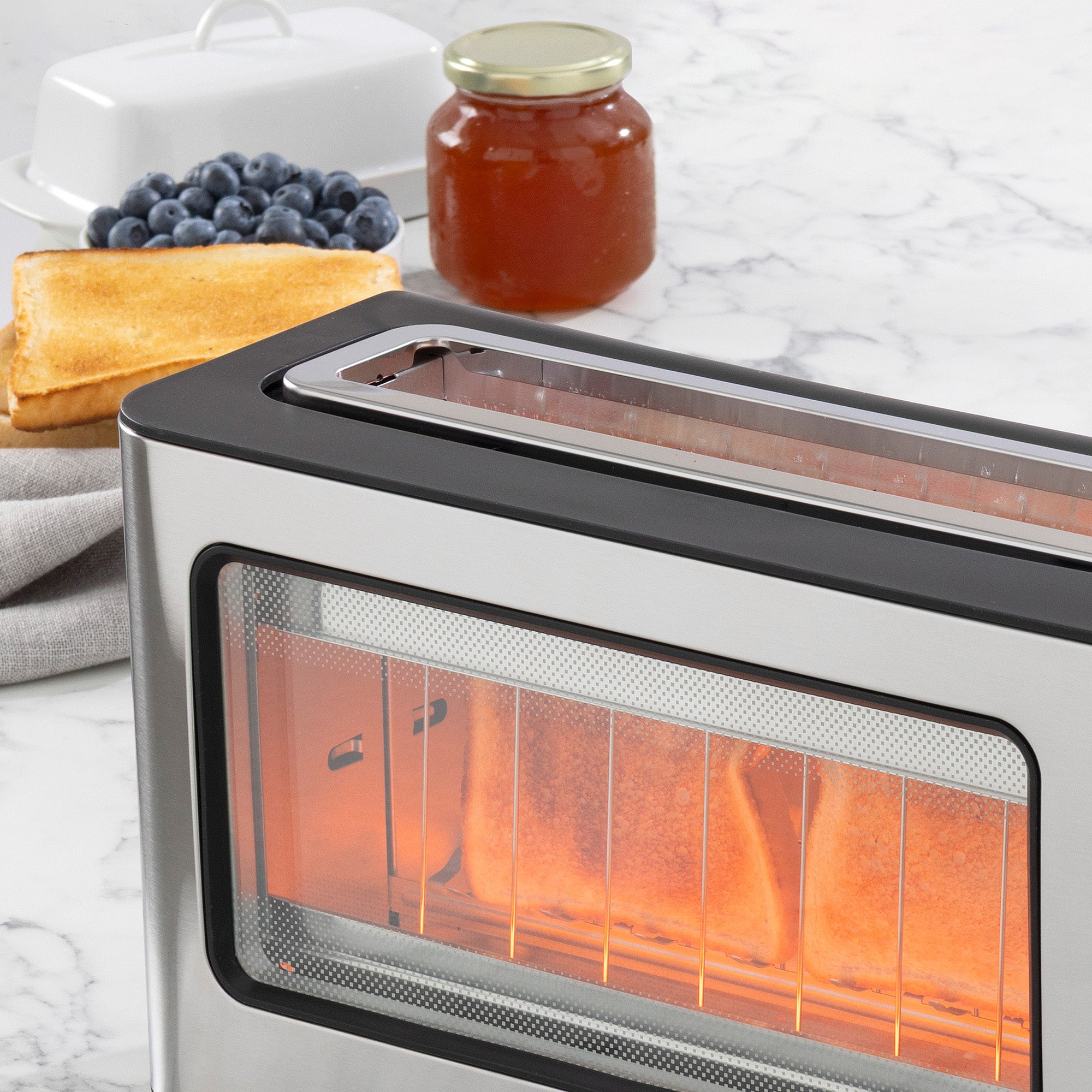 Daewoo LED Illuminating Glass Kettle & Glass Toaster Set