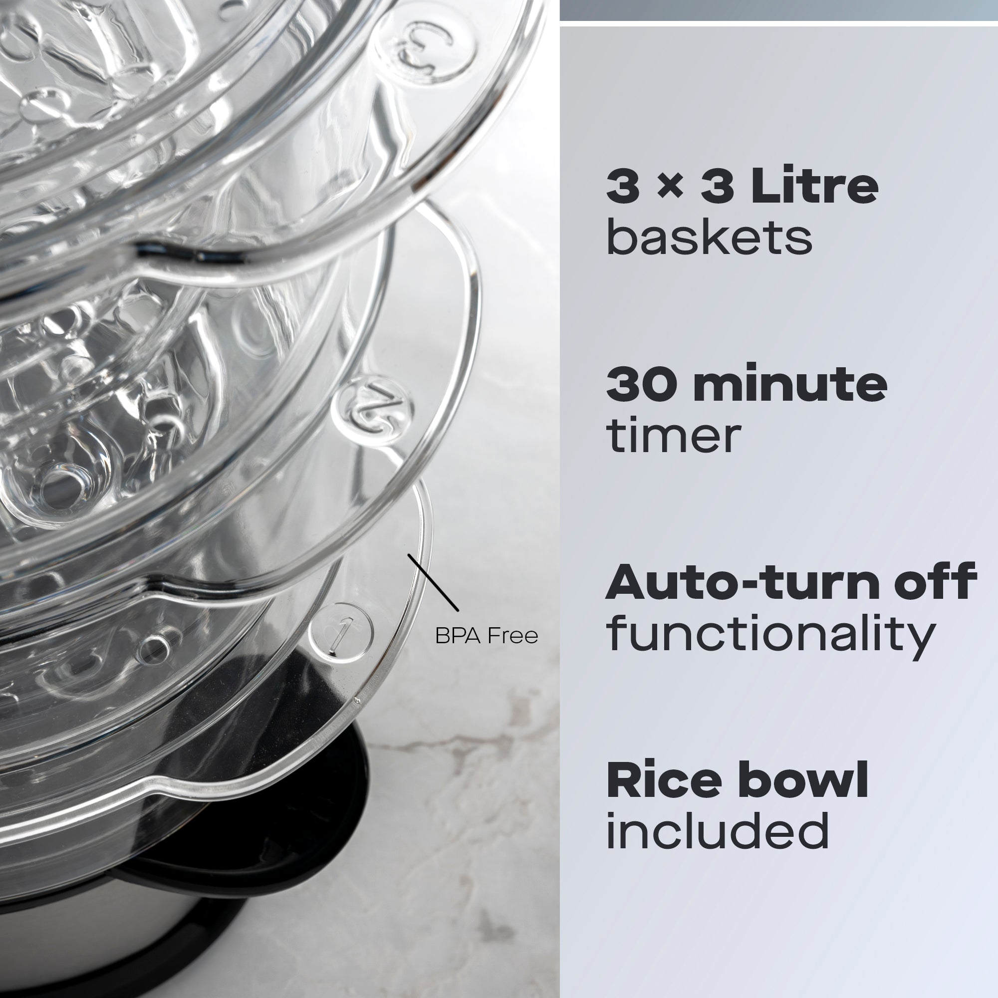 Daewoo 3-Tier Food Steamer, 9L