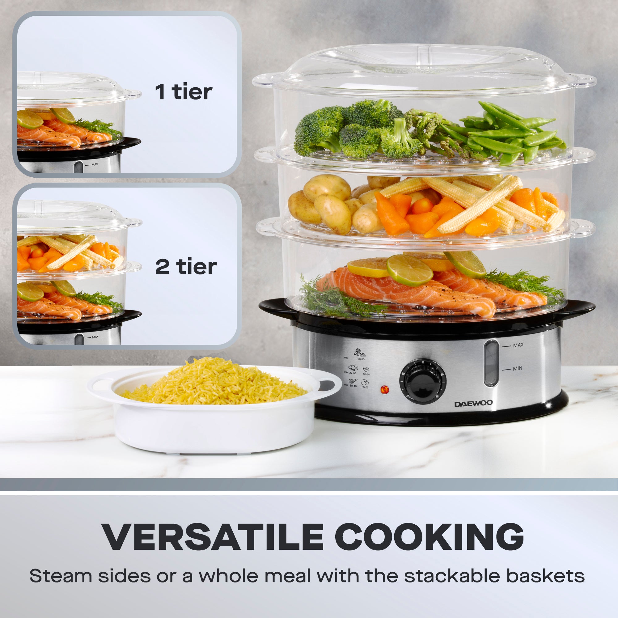 Daewoo 3-Tier Food Steamer, 9L