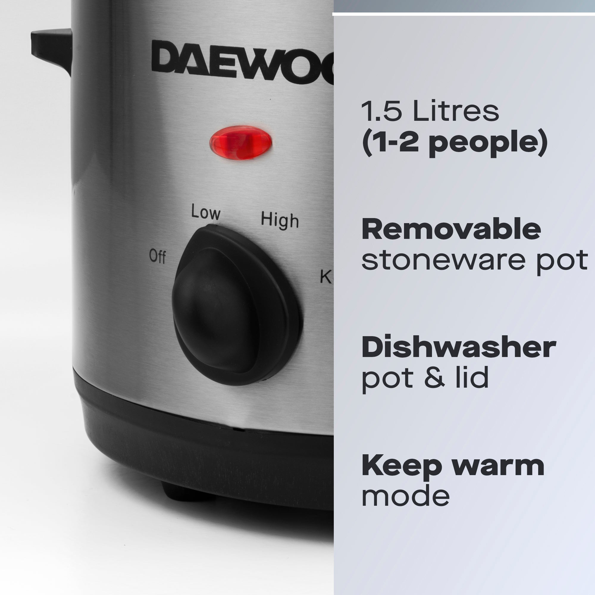 Daewoo 1.5L Slow Cooker, Stainless Steel