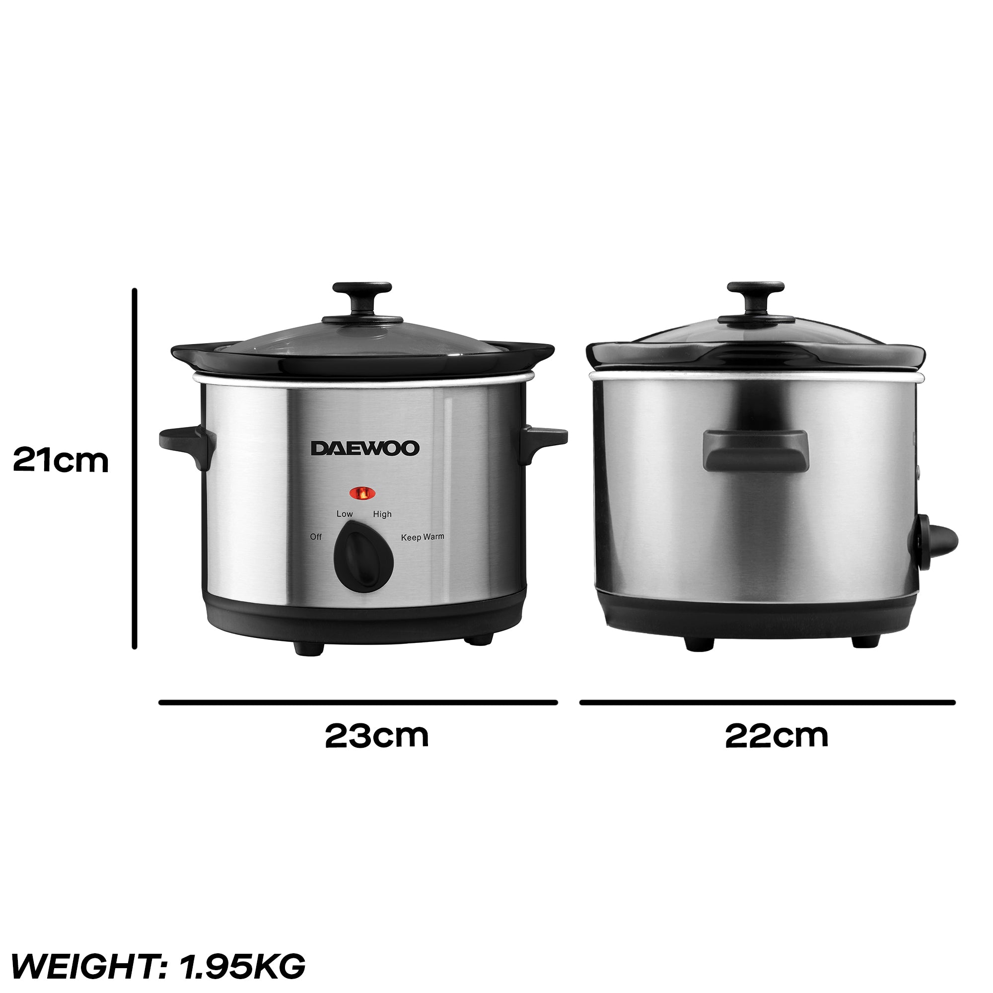 Daewoo 1.5L Slow Cooker, Stainless Steel