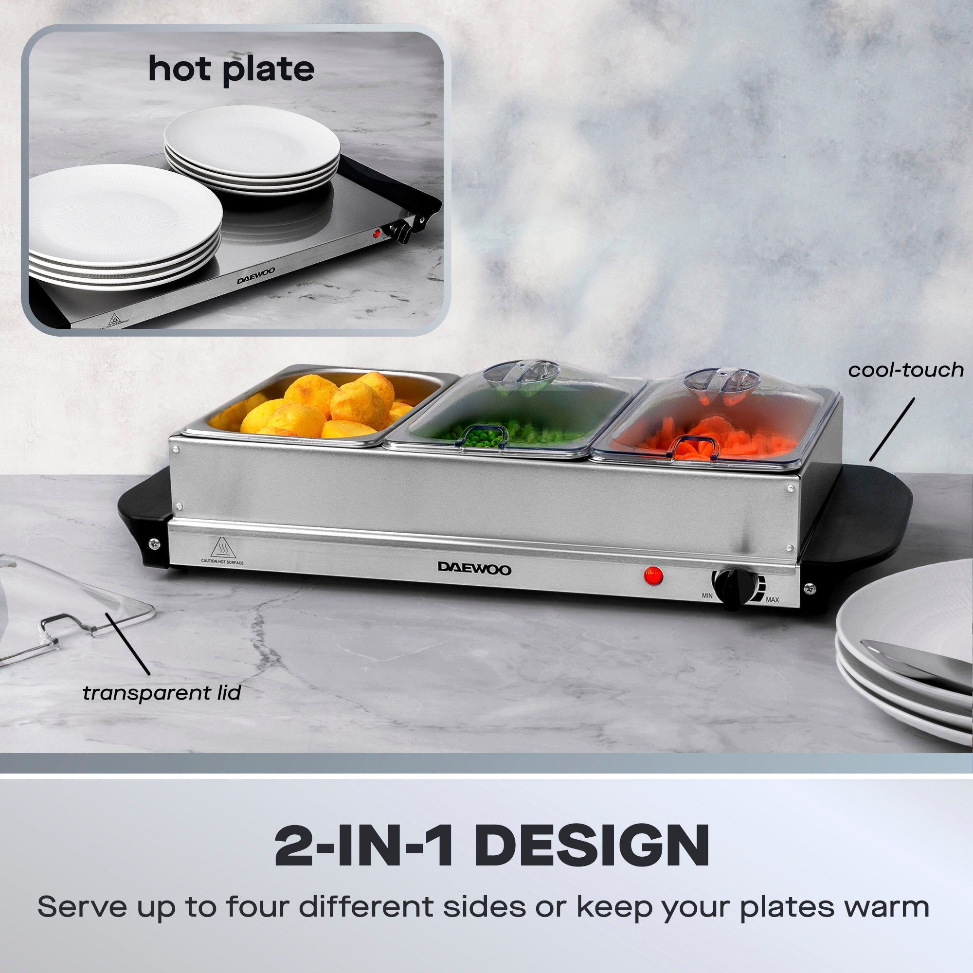 Daewoo 200W Electric Buffet Server 3 x 1.5L