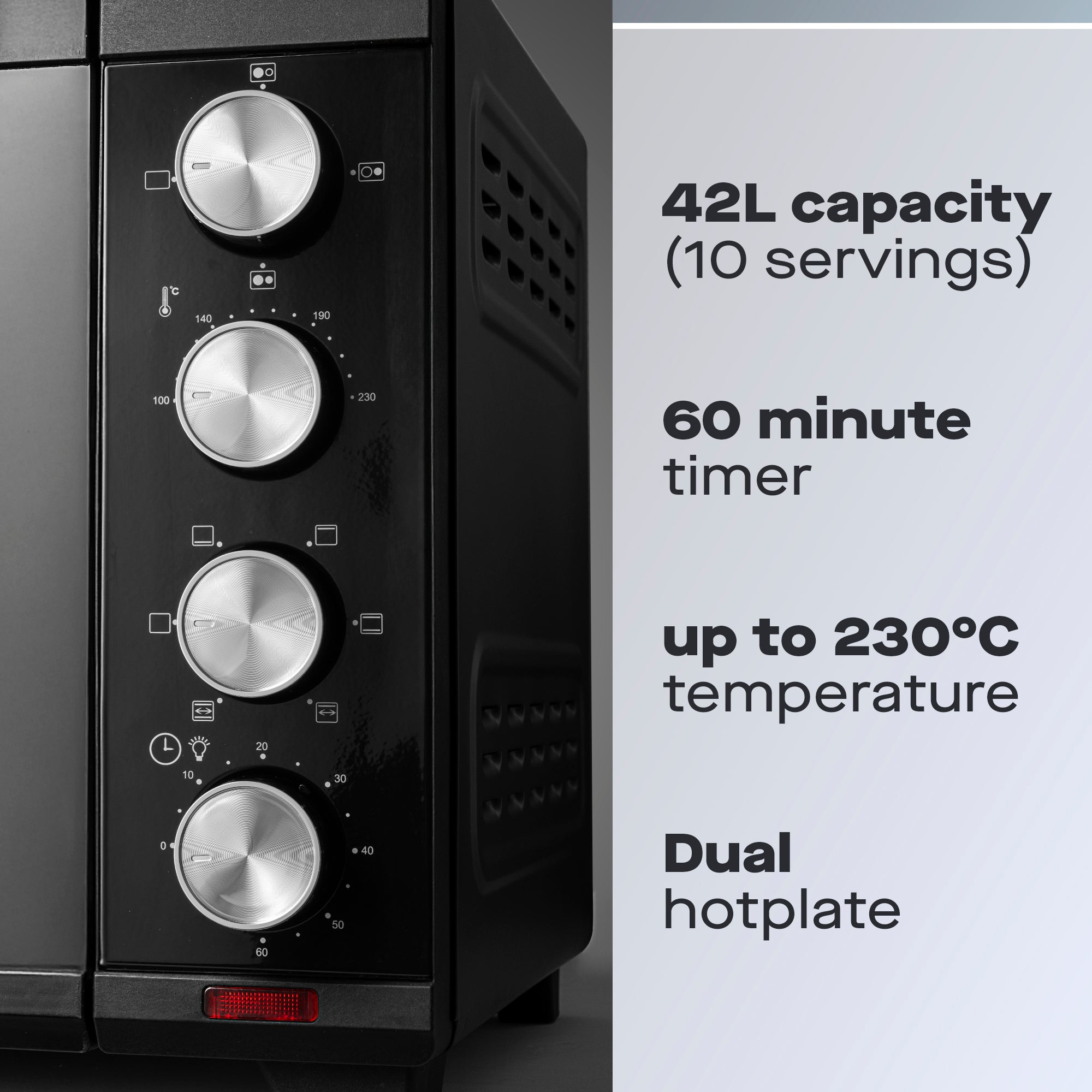 Daewoo 3000W 42L Countertop Oven with Hot Plates & Rotisserie