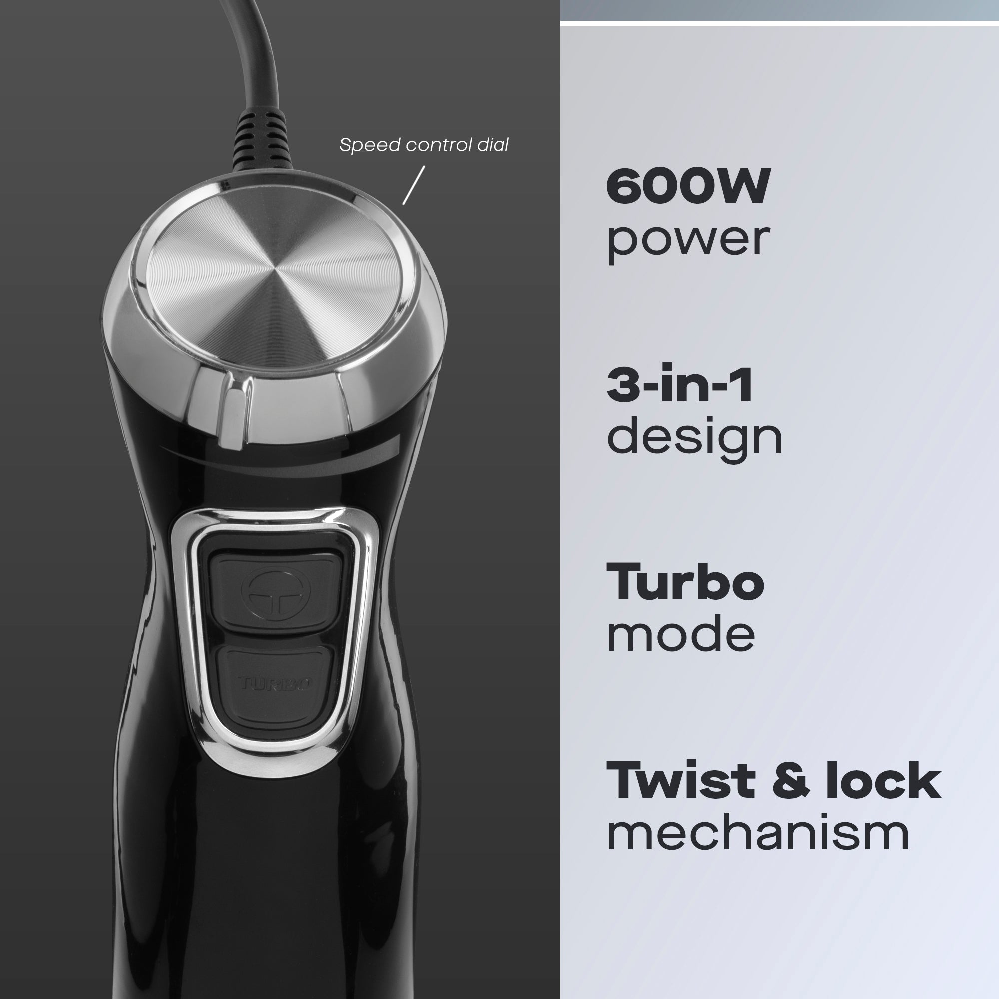 Daewoo 600W 3-in-1 Hand Blender Set With Whisk, Chopper & Jug