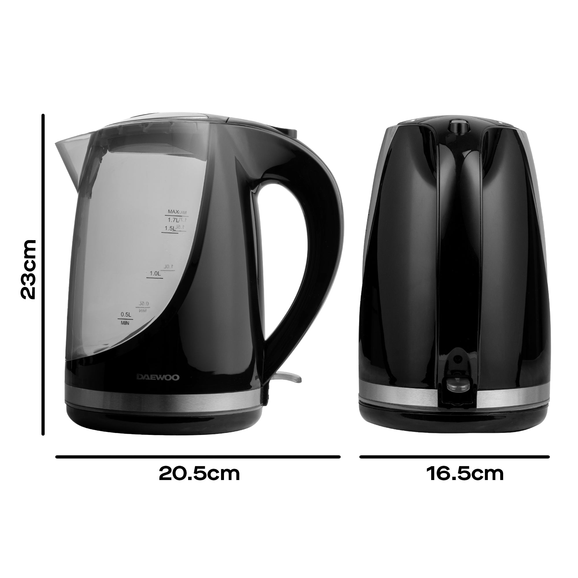 Daewoo Black 1.7L Colour Changing Kettle