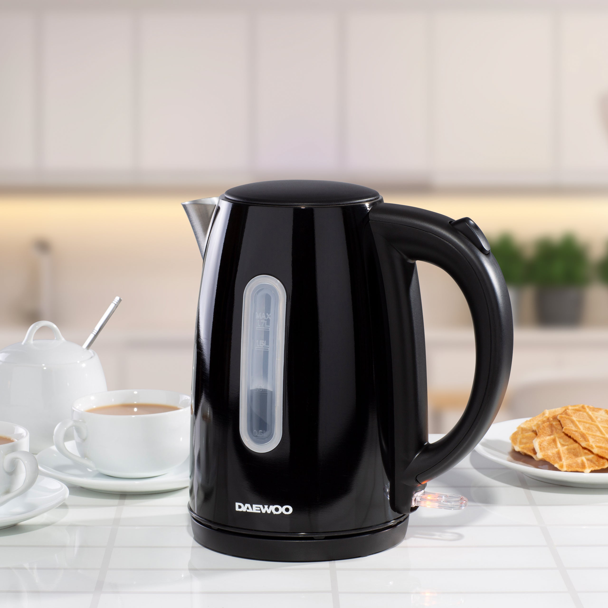 Daewoo Black Kensington Jug Kettle & 4-Slice Toaster Set
