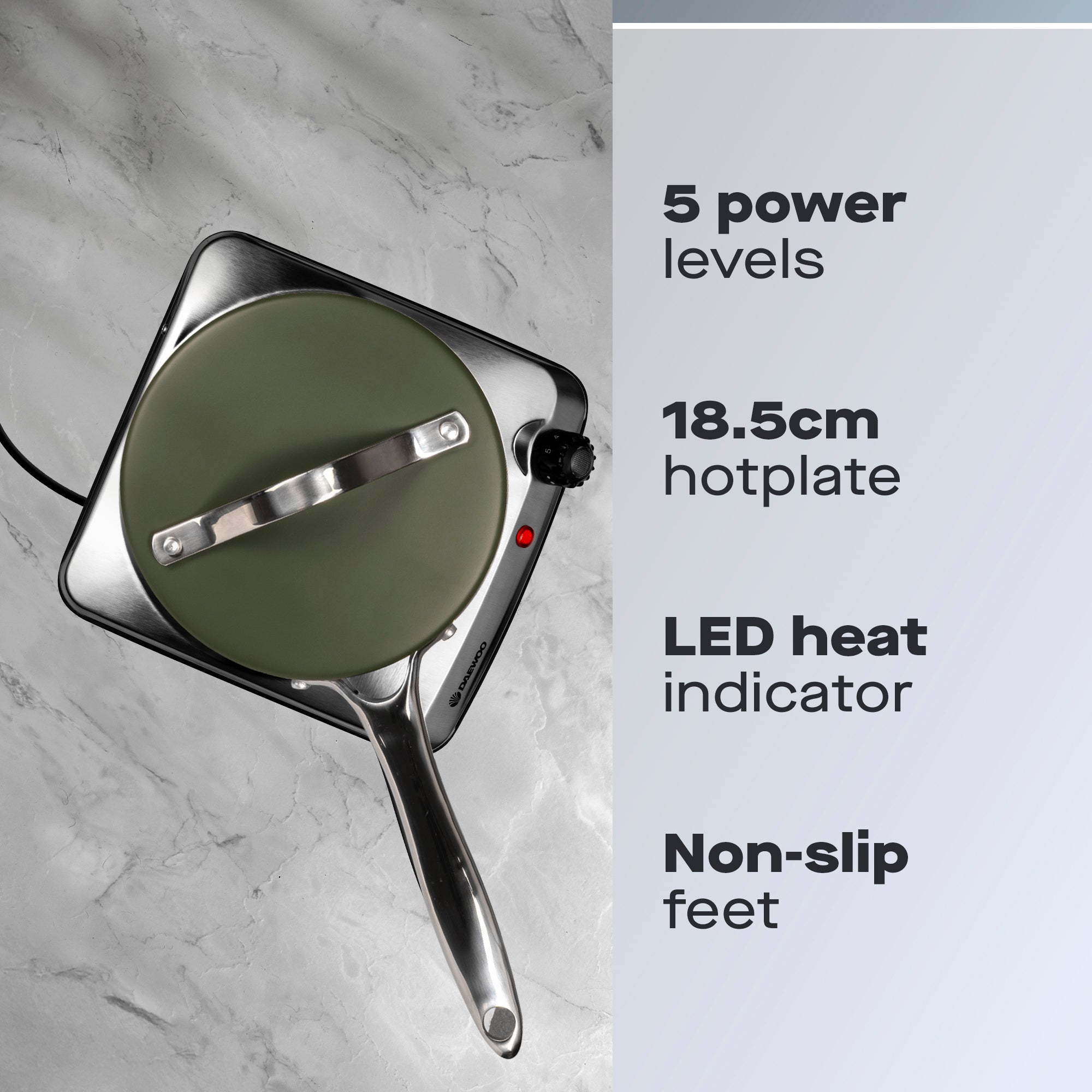 Daewoo Single 1500W Stainless Steel Hot Plate Hob