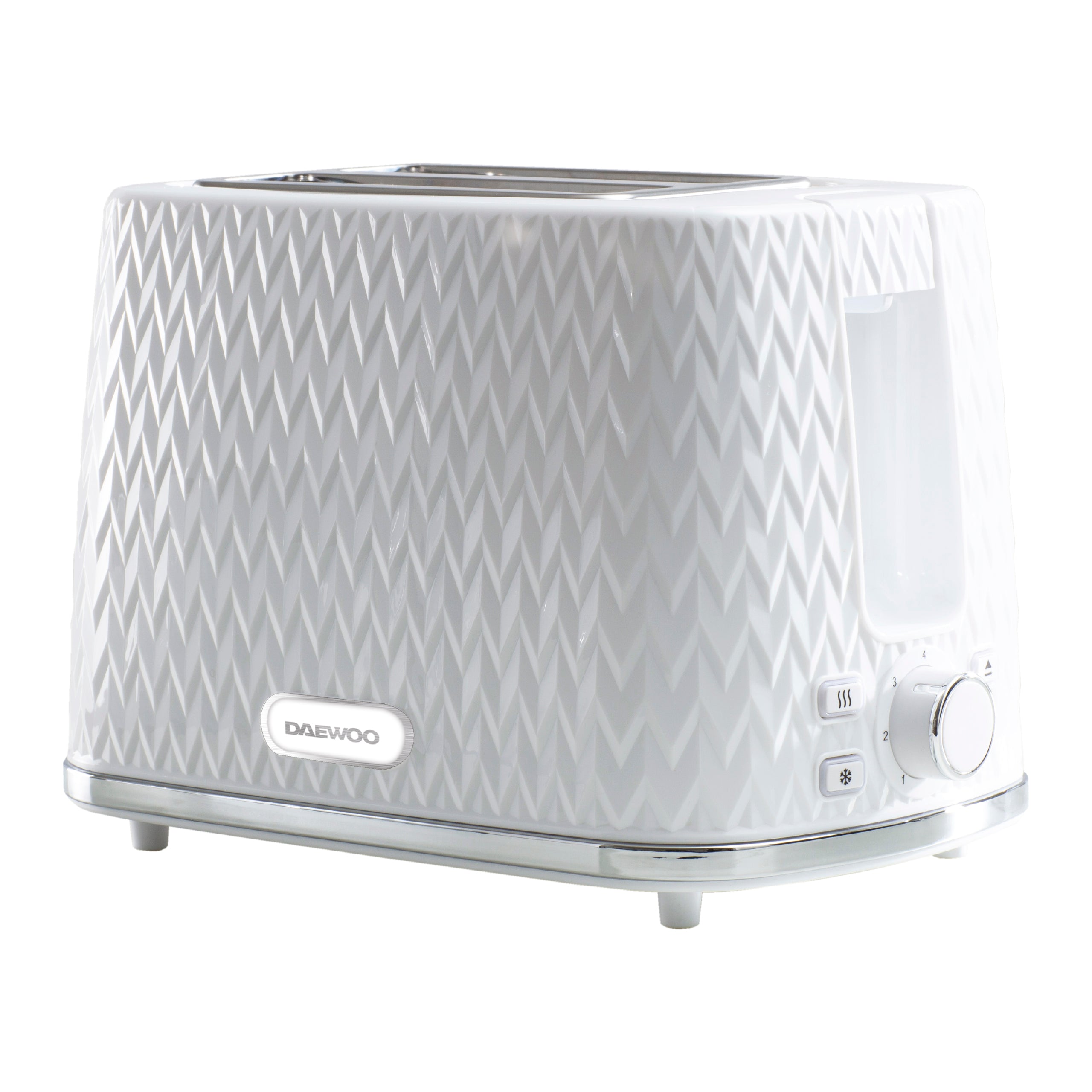 Daewoo White Argyle 2 Slice Toaster