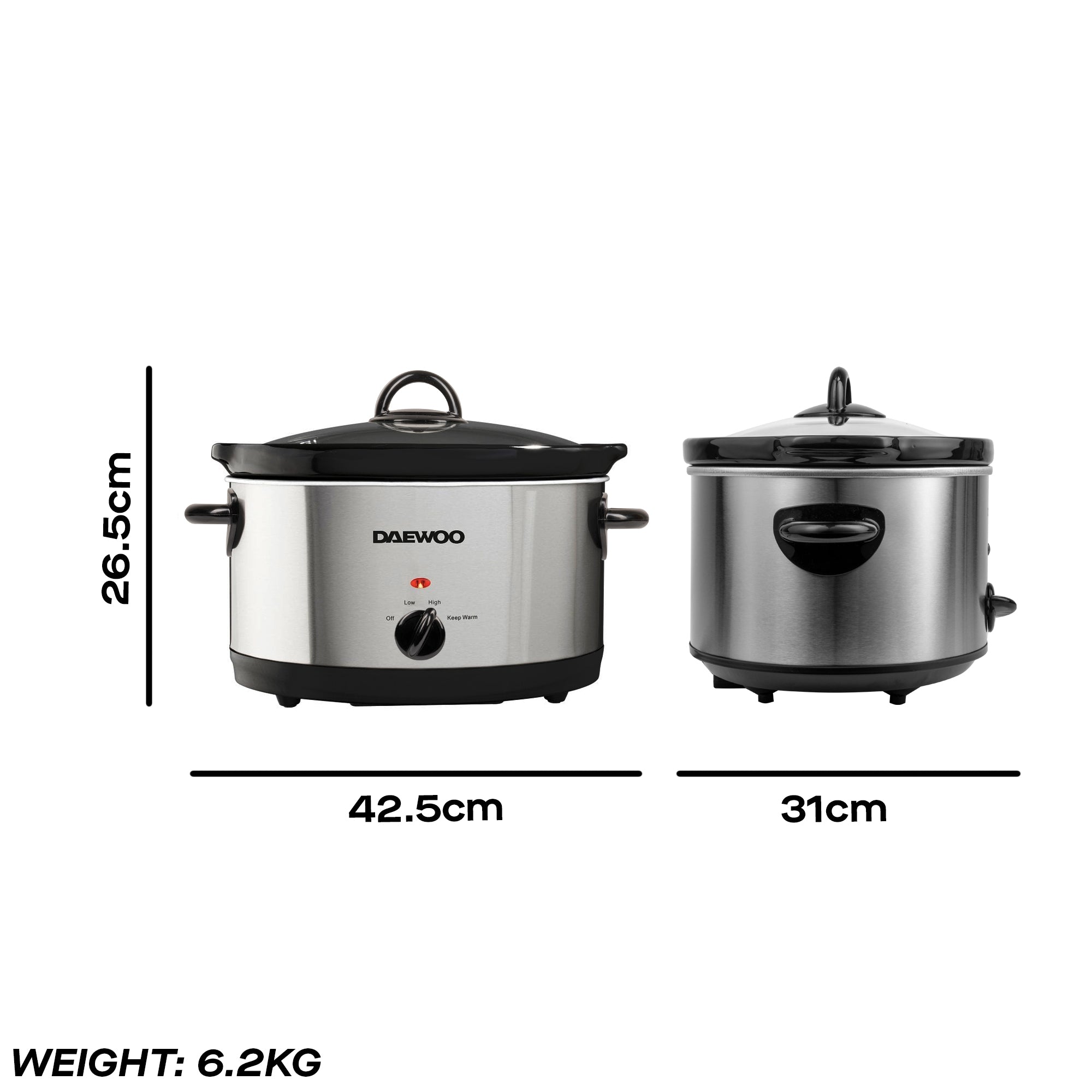 Daewoo 6.5L Slow Cooker, Stainless Steel