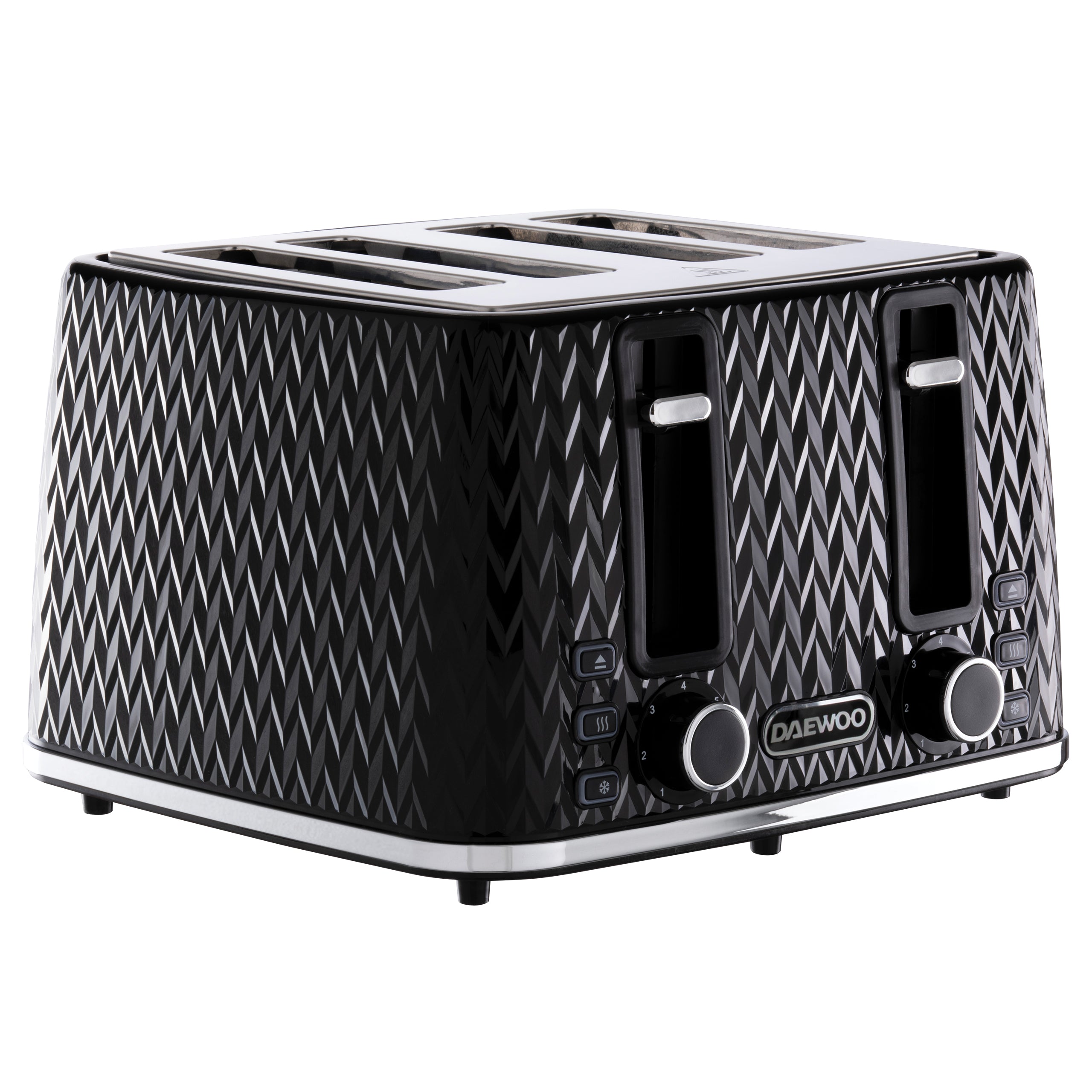 Daewoo Black Argyle 4 Slice Toaster