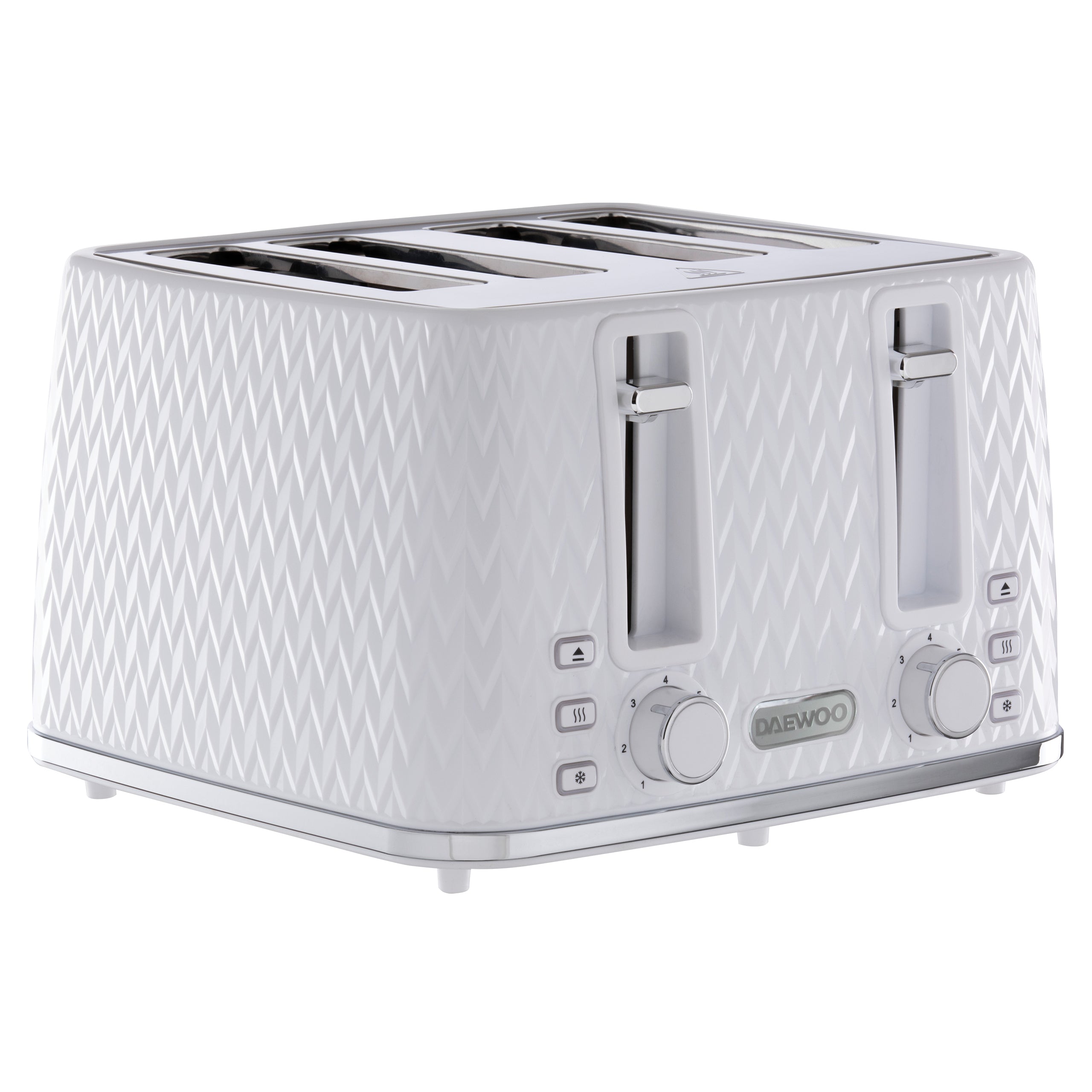 Daewoo White Argyle 4 Slice Toaster