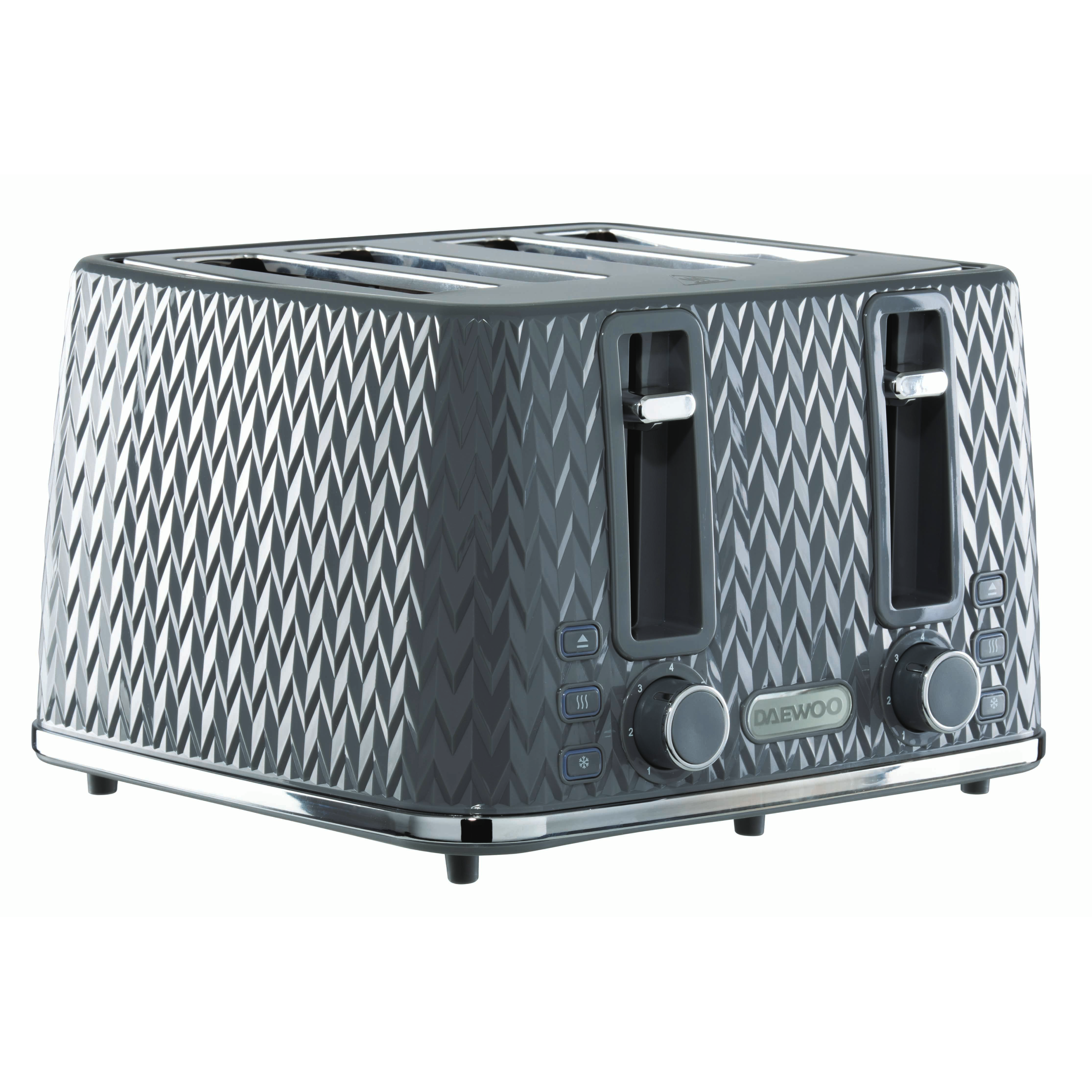 Daewoo Dark Grey Argyle 4 Slice Toaster