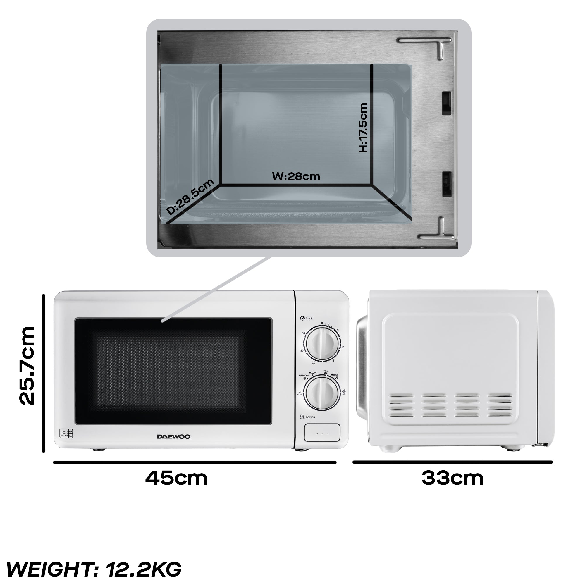 Daewoo White Argyle Kettle, 2 Slice Toaster & Microwave Set