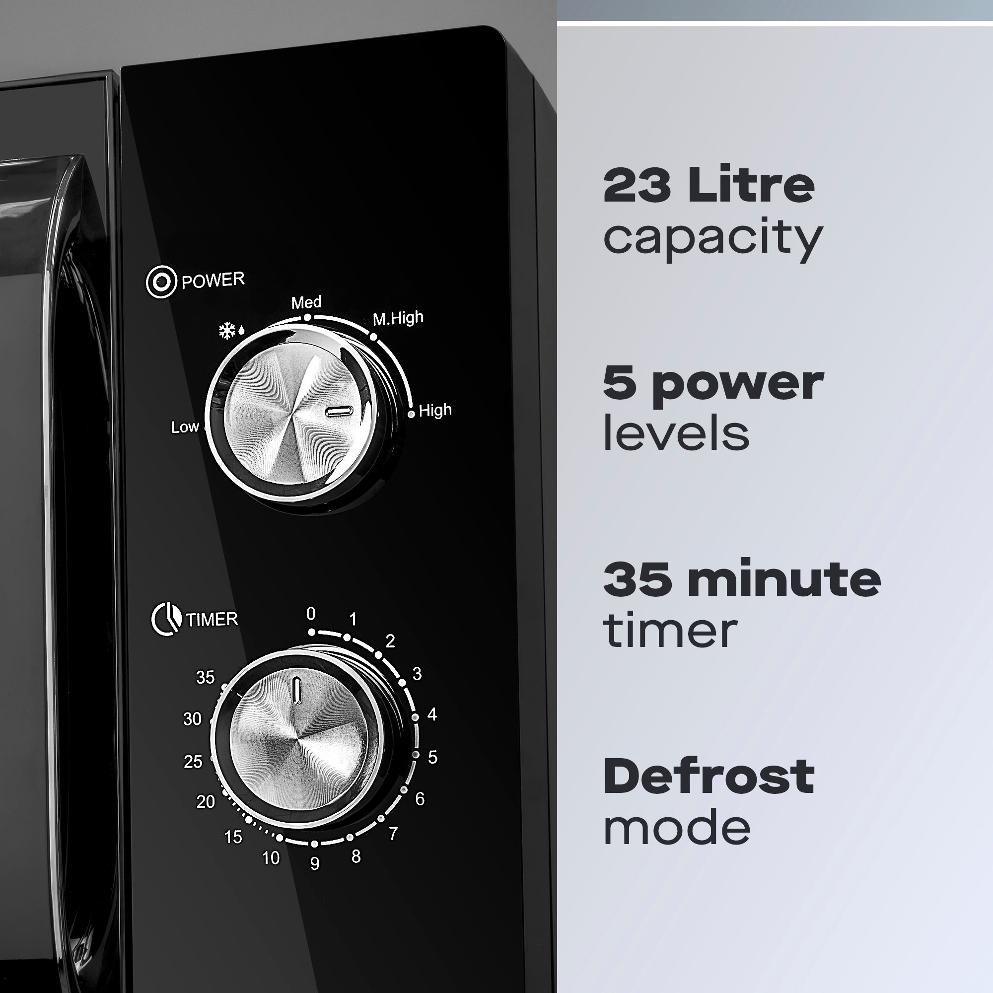 Daewoo 23L Black Manual 800W Microwave