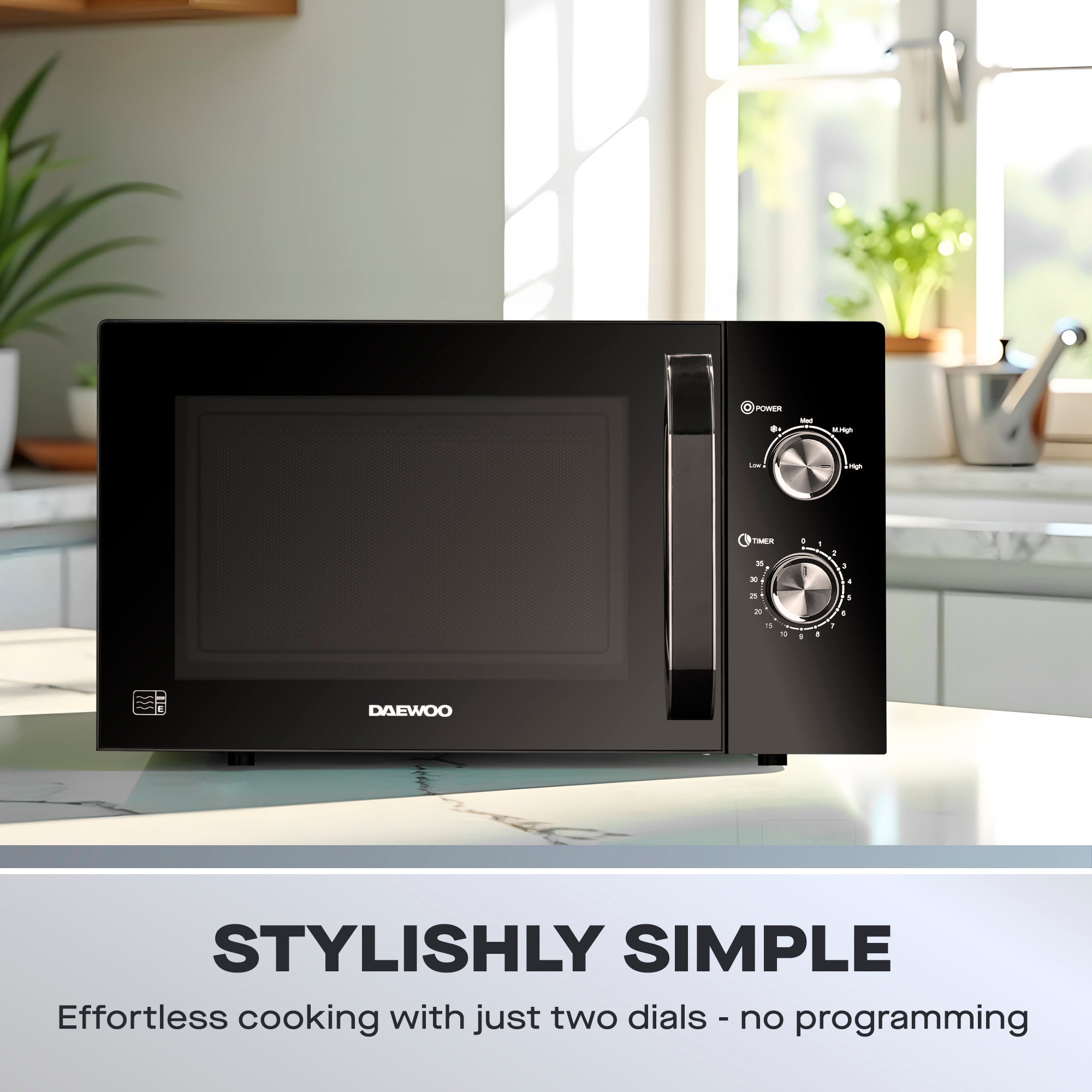Daewoo 23L Black Manual 800W Microwave