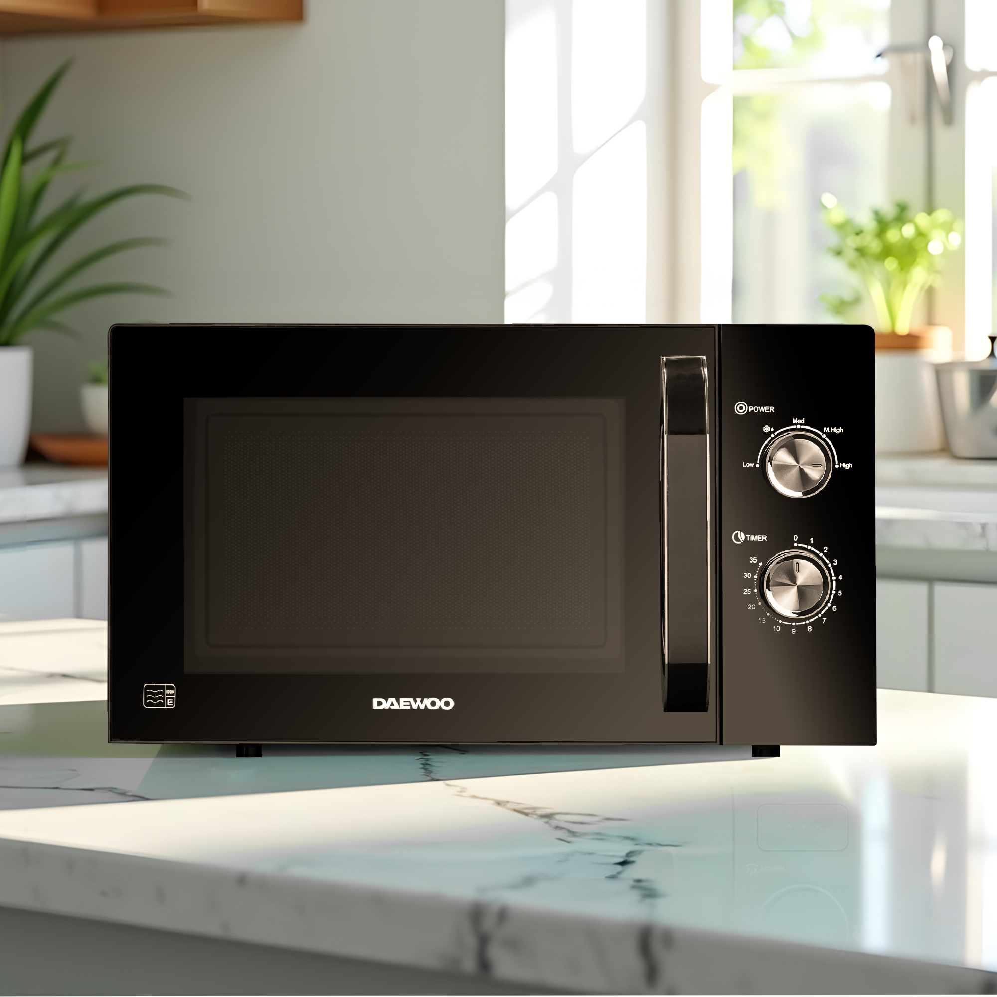 Daewoo Black Argyle Kettle, 2-Slice Toaster & Microwave Bundle