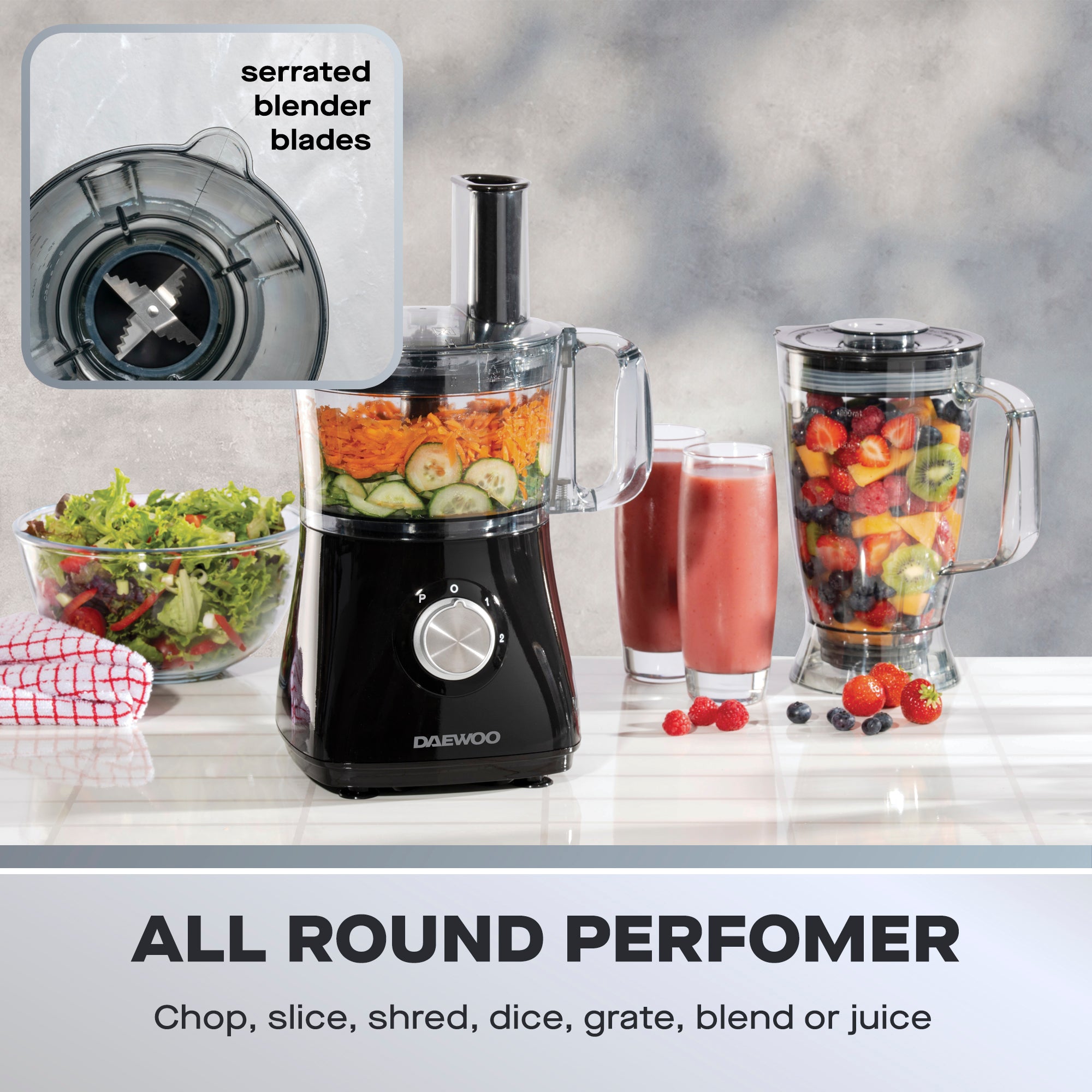 Daewoo 750W 2L Food Processor & 1.8L Blender Combo