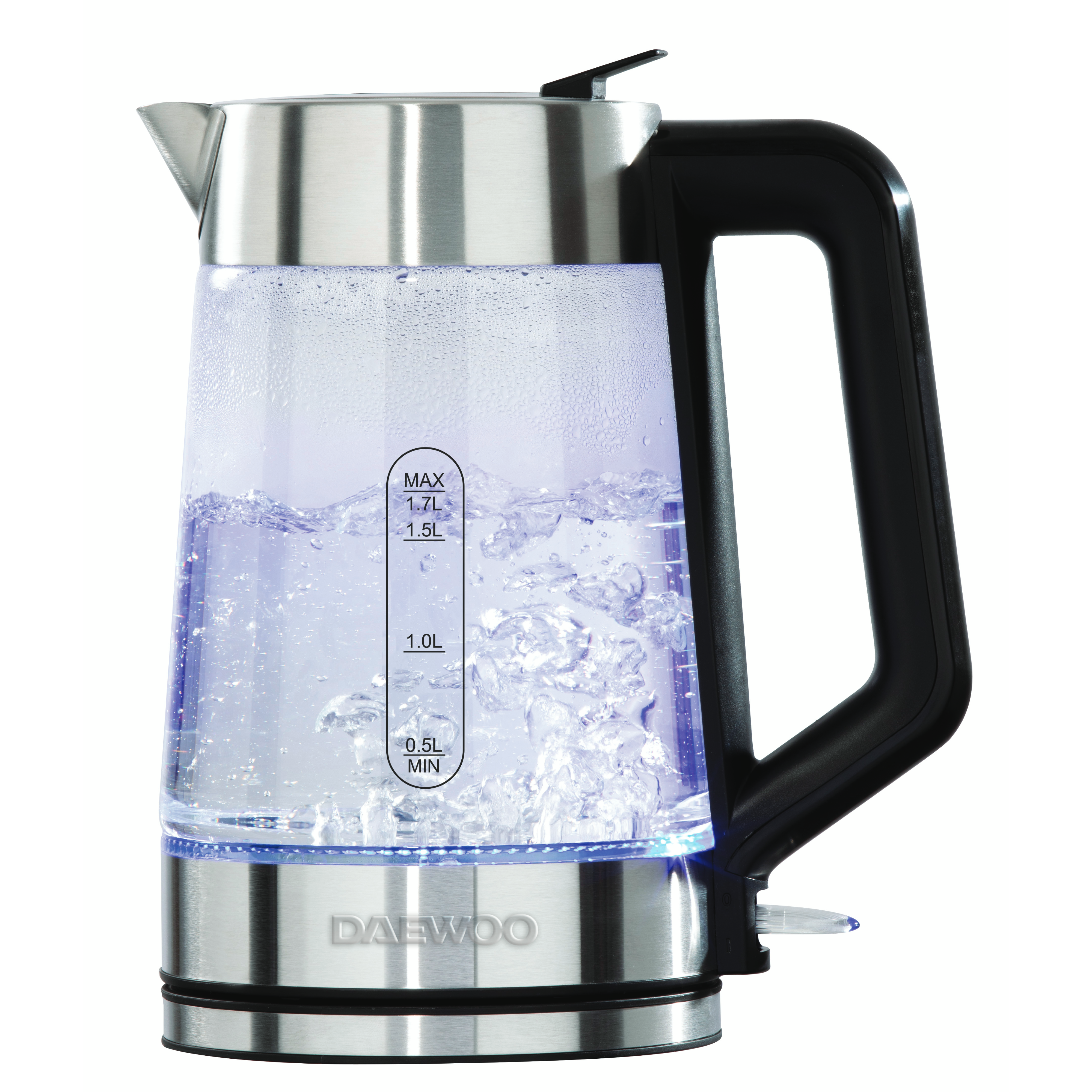 Daewoo LED Illuminating Glass Kettle & Glass Toaster Set