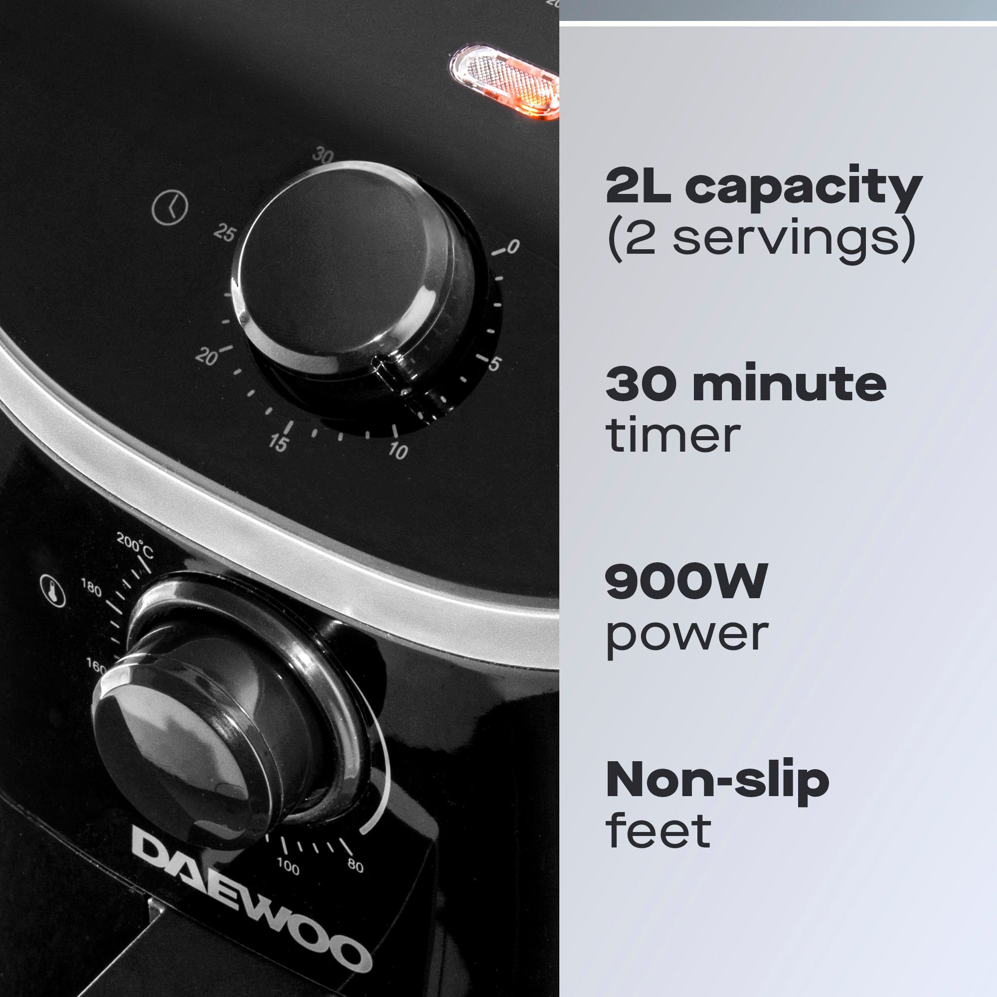 Daewoo 2L Compact Single Drawer Manual Air Fryer