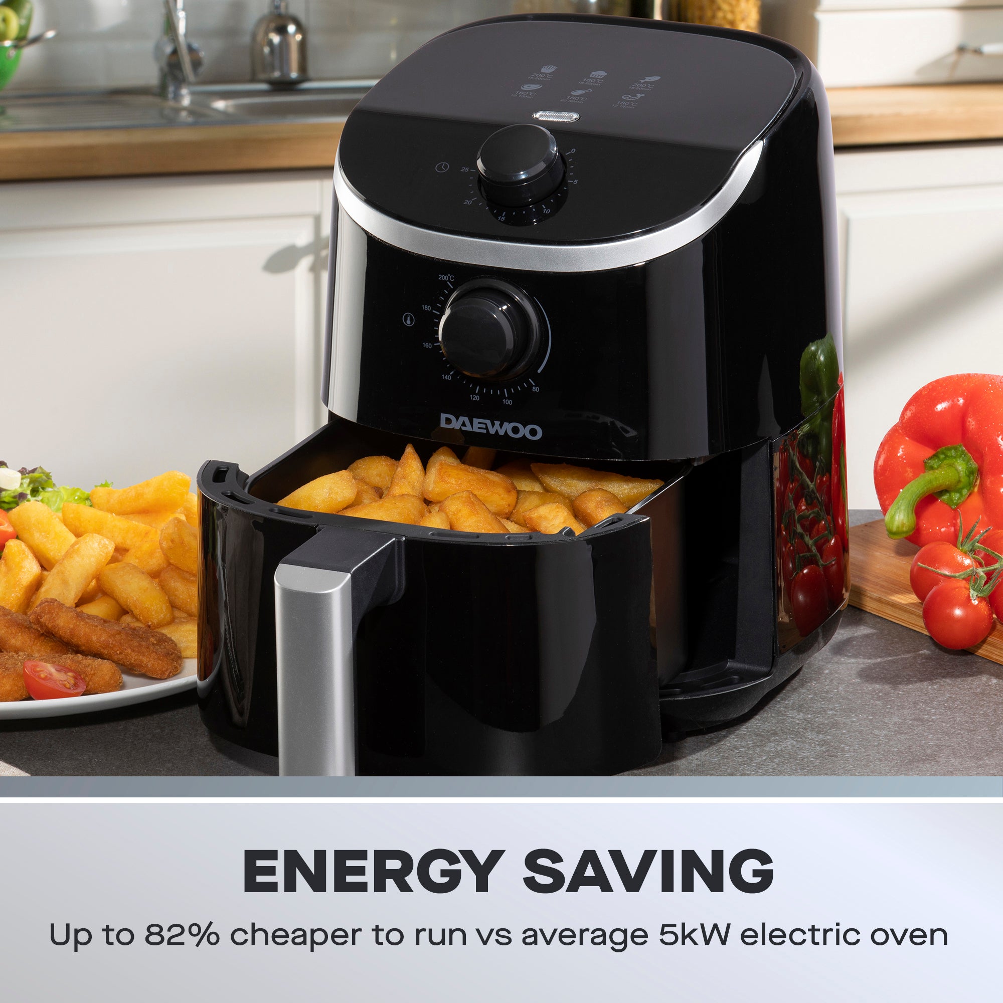 Daewoo 2L Compact Single Drawer Manual Air Fryer