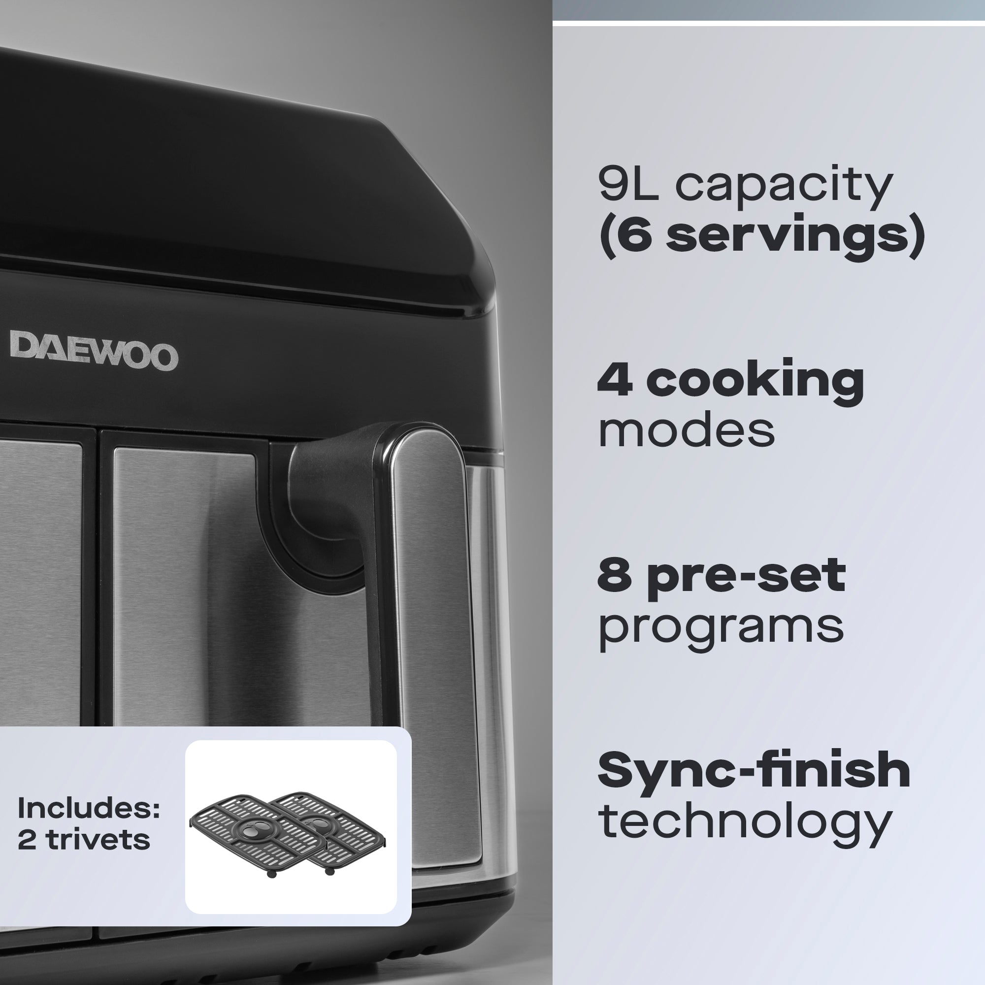 Daewoo 9L XL Digital Double Drawer Air Fryer