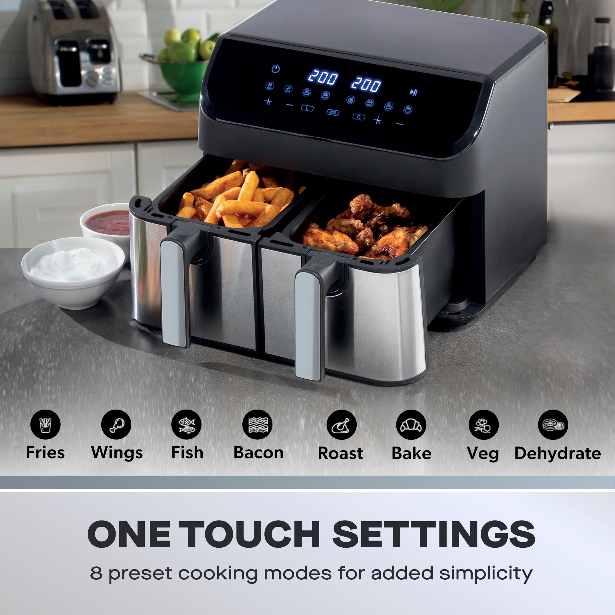 Daewoo 9L XL Digital Double Drawer Air Fryer