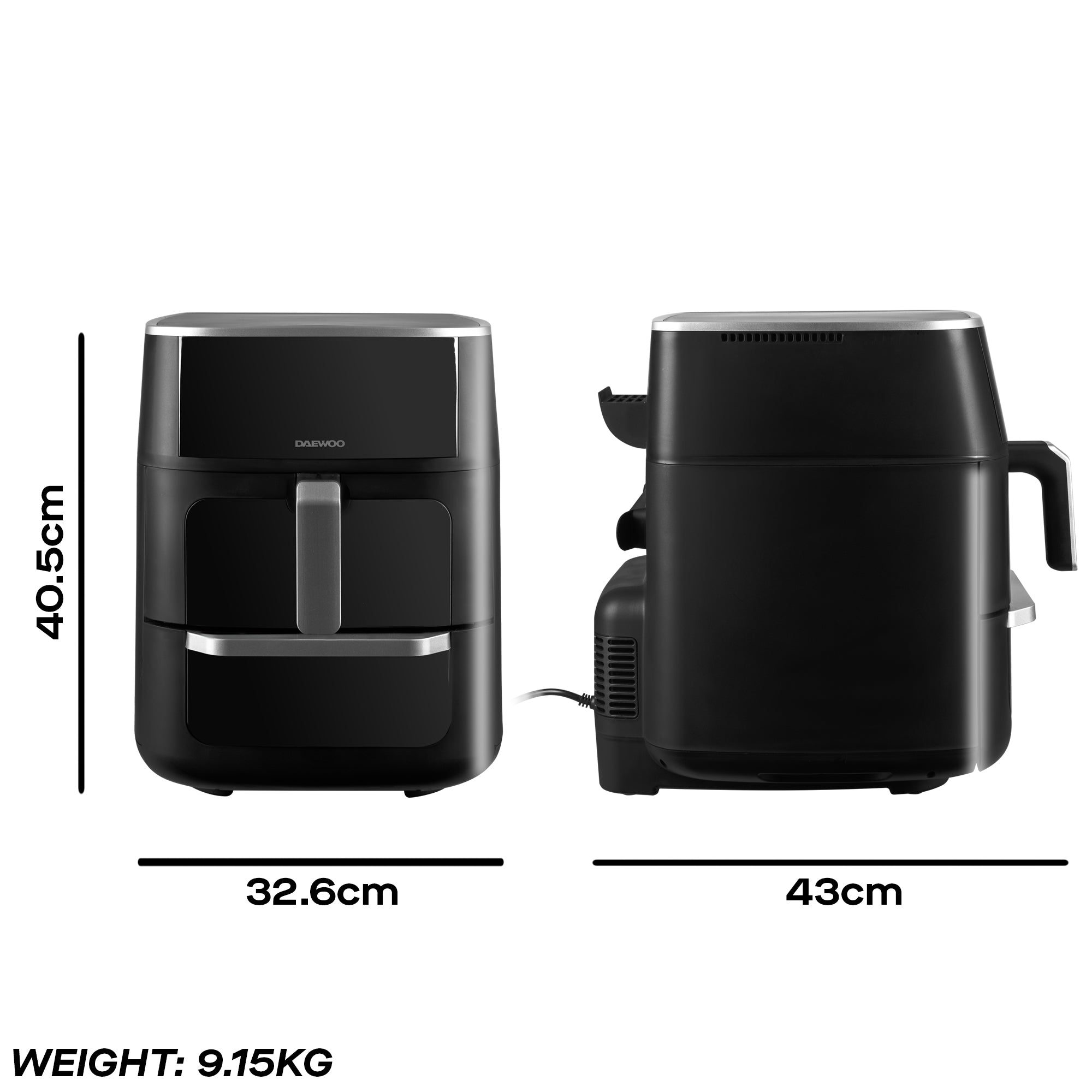 Daewoo 11L Space Saving Split Drawer Air Fryer