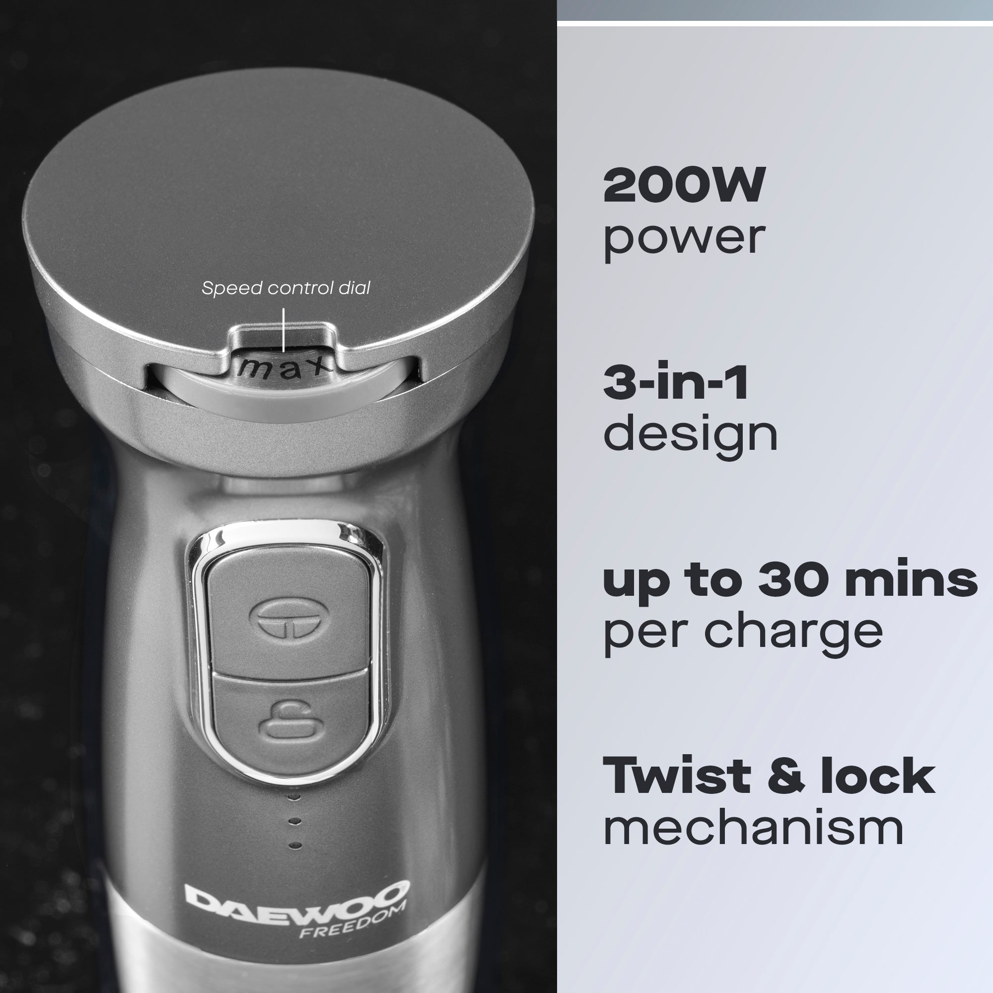 Daewoo 200W Cordless Pro 3-in-1 Hand Blender Set with Whisk, Chopper & Jug