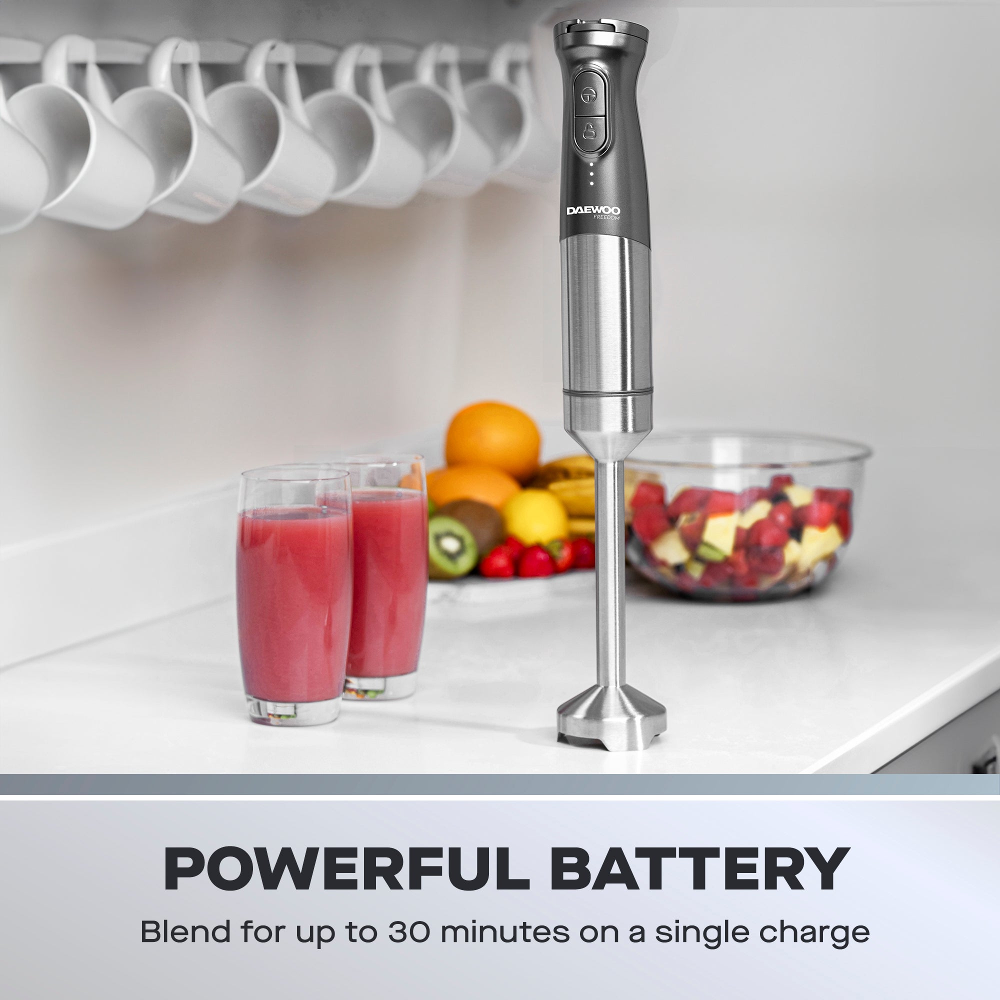 Daewoo 200W Cordless Pro 3-in-1 Hand Blender Set with Whisk, Chopper & Jug