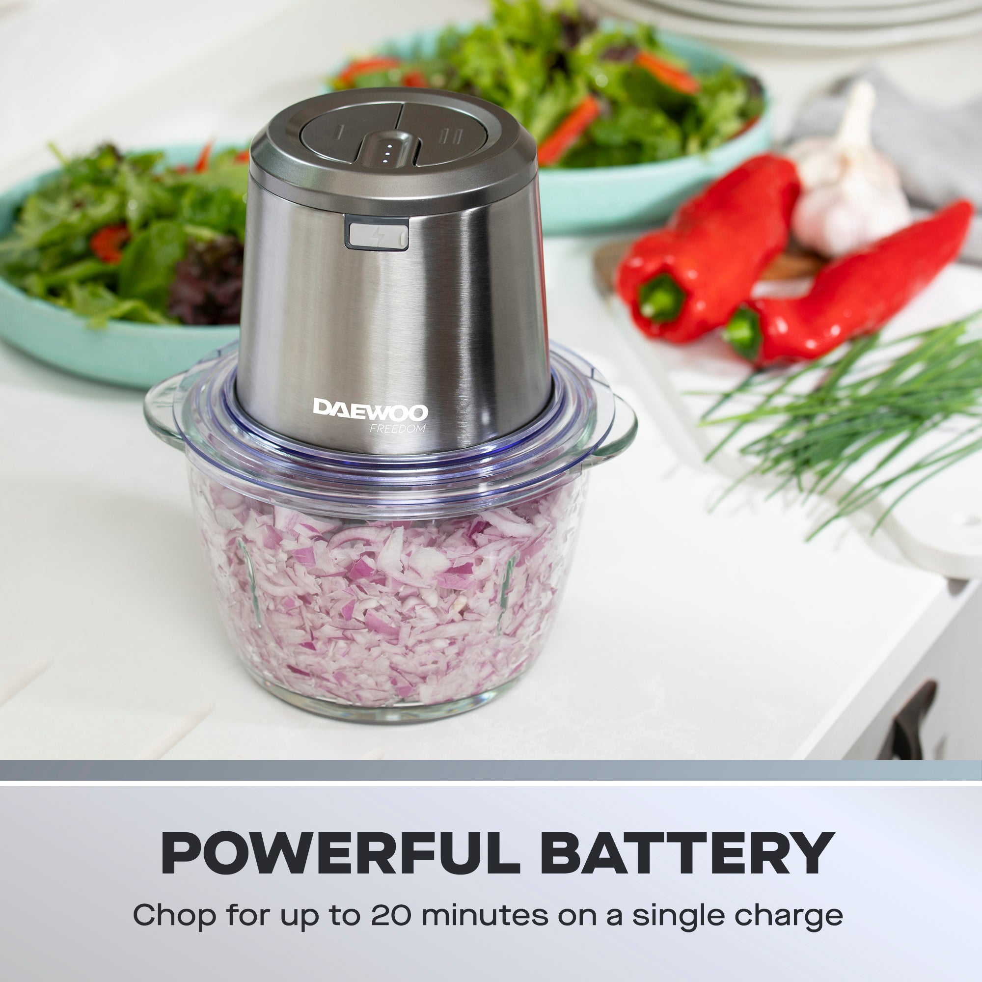 Daewoo 200W Cordless Pro Chopper with 1L Glass Bowl