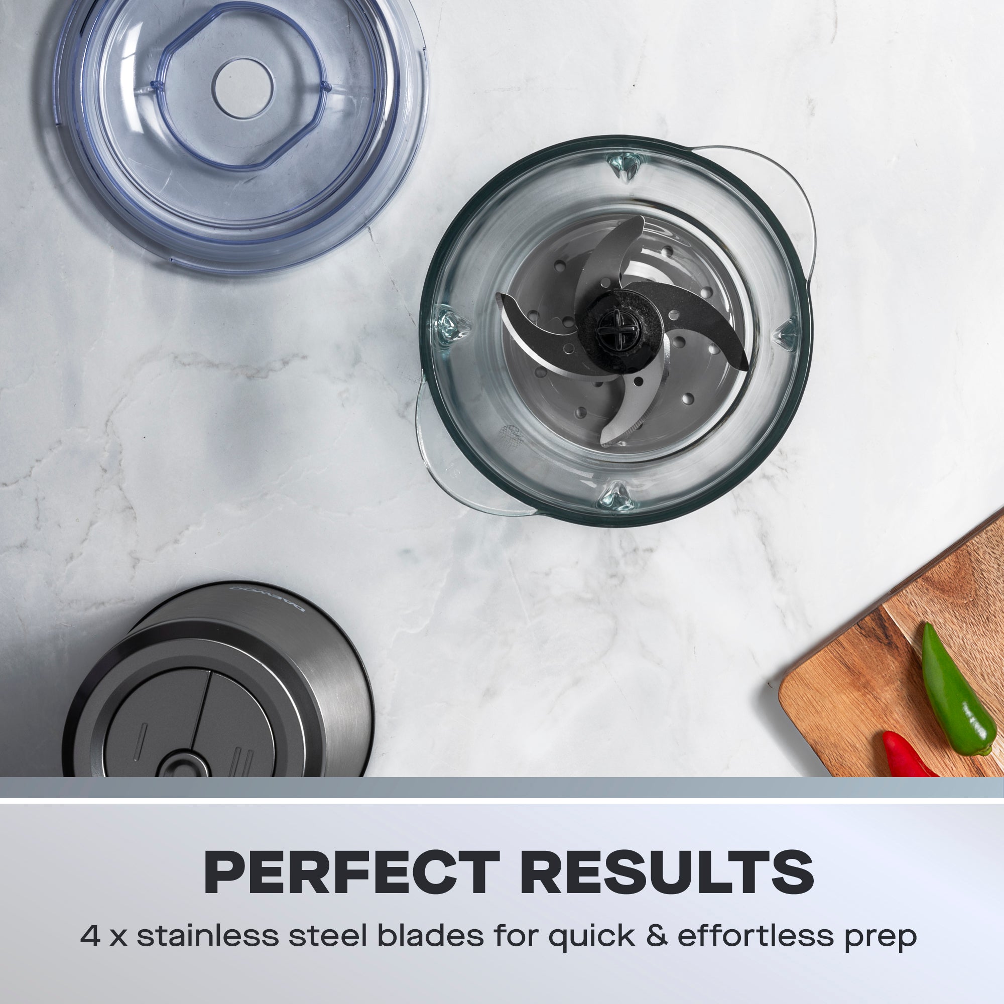 Daewoo 200W Cordless Pro Chopper with 1L Glass Bowl