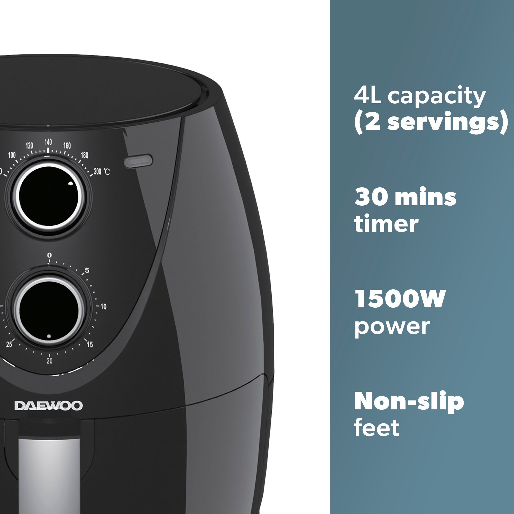 Daewoo 4L Single Drawer Air Fryer with Dials