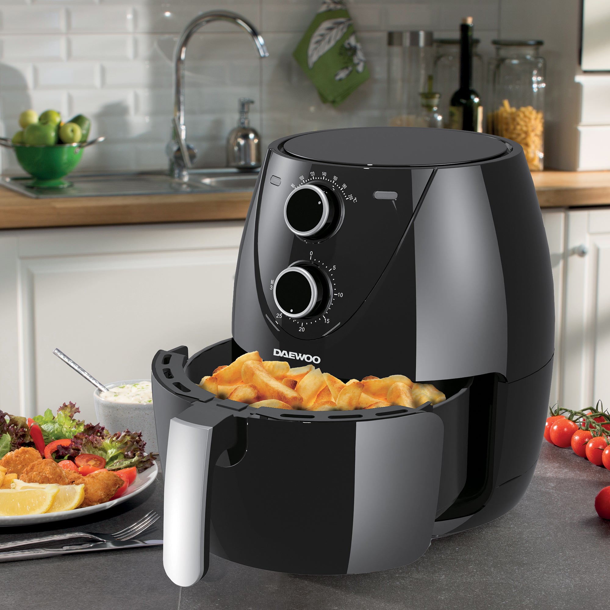 Daewoo 4L Single Drawer Air Fryer with Dials