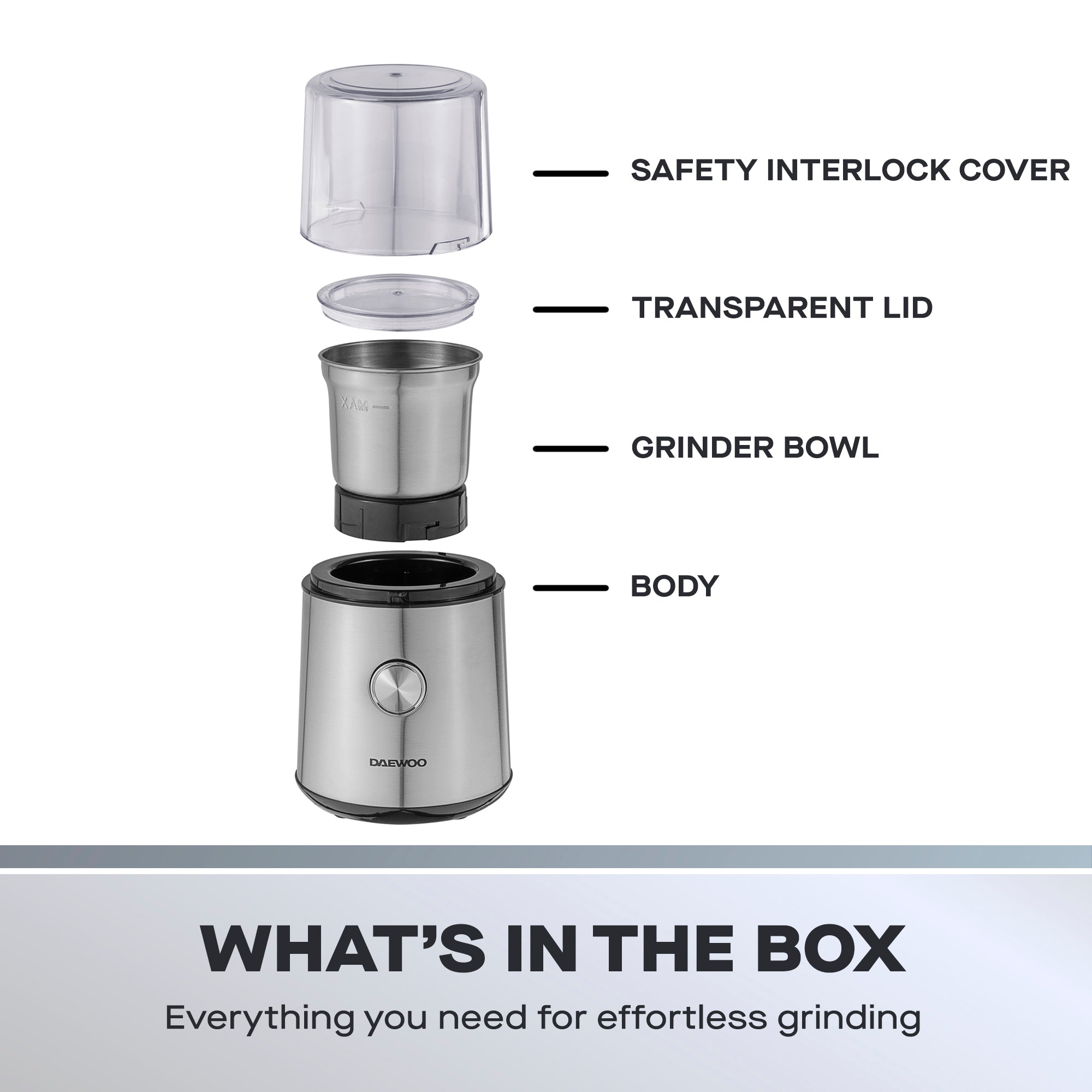 Daewoo Wet & Dry Coffee & Spice Grinder, Stainless Steel