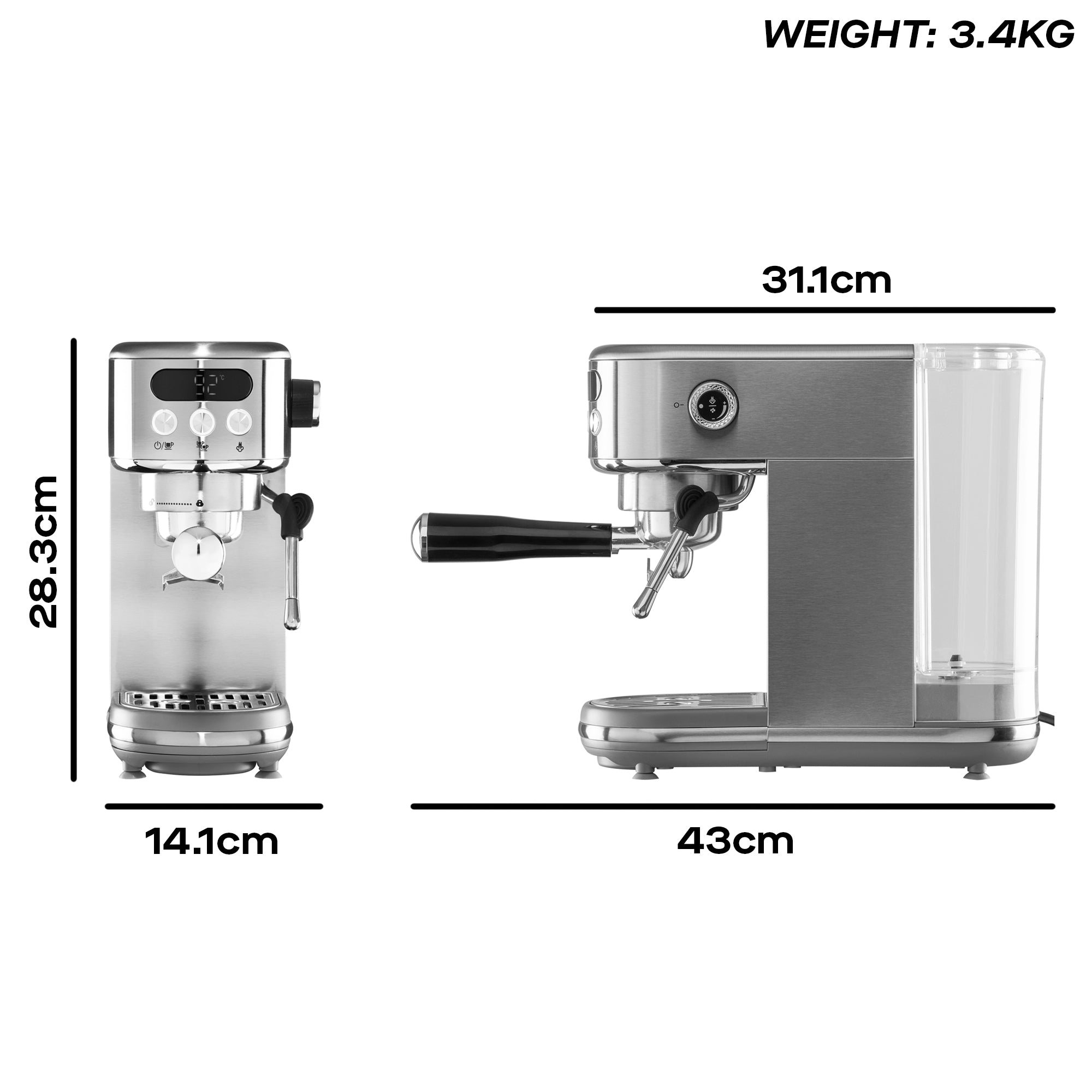 Daewoo 20 Bar Digital Compact Espresso Coffee Maker