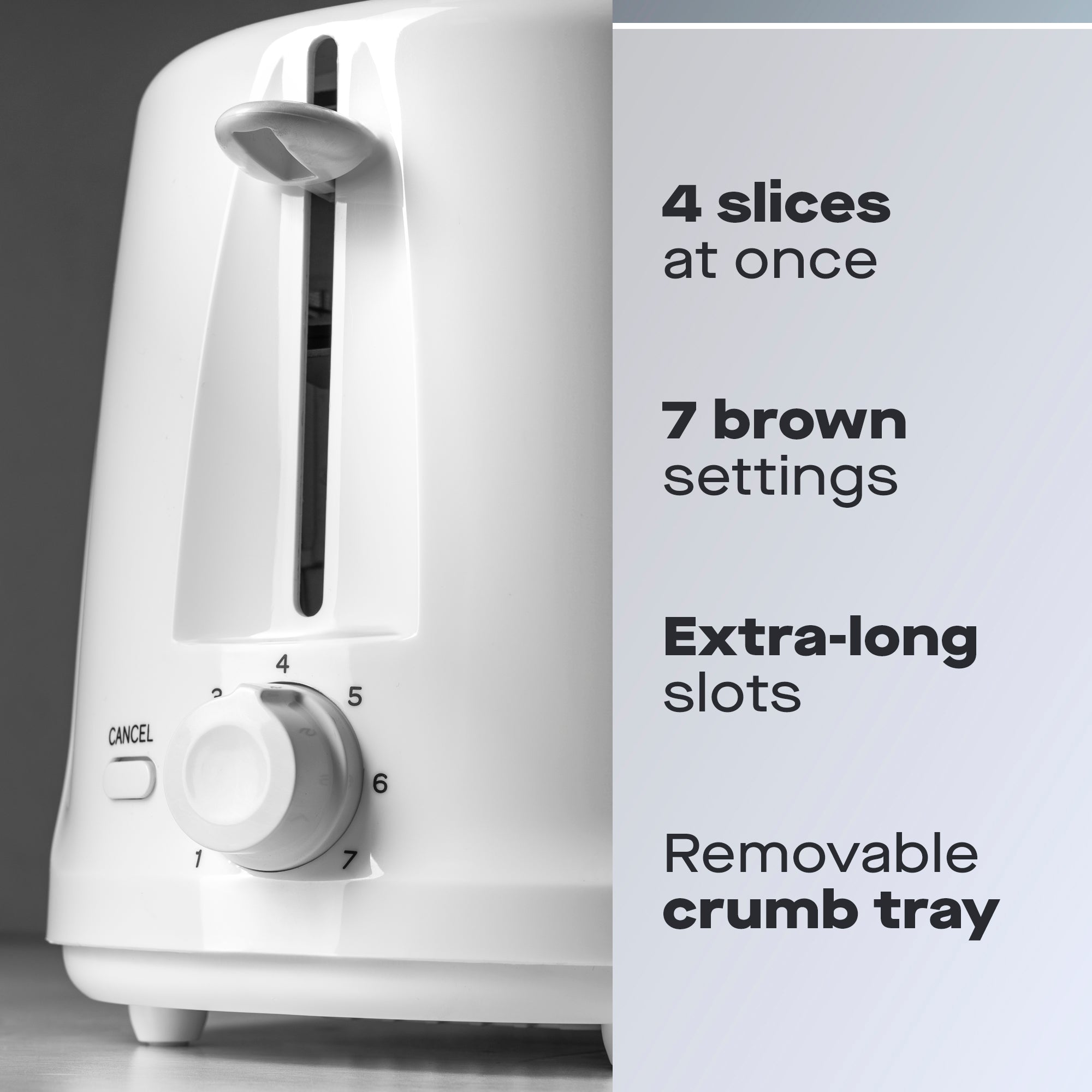 Daewoo White Essentials 4 Slice Long-Slot Toaster