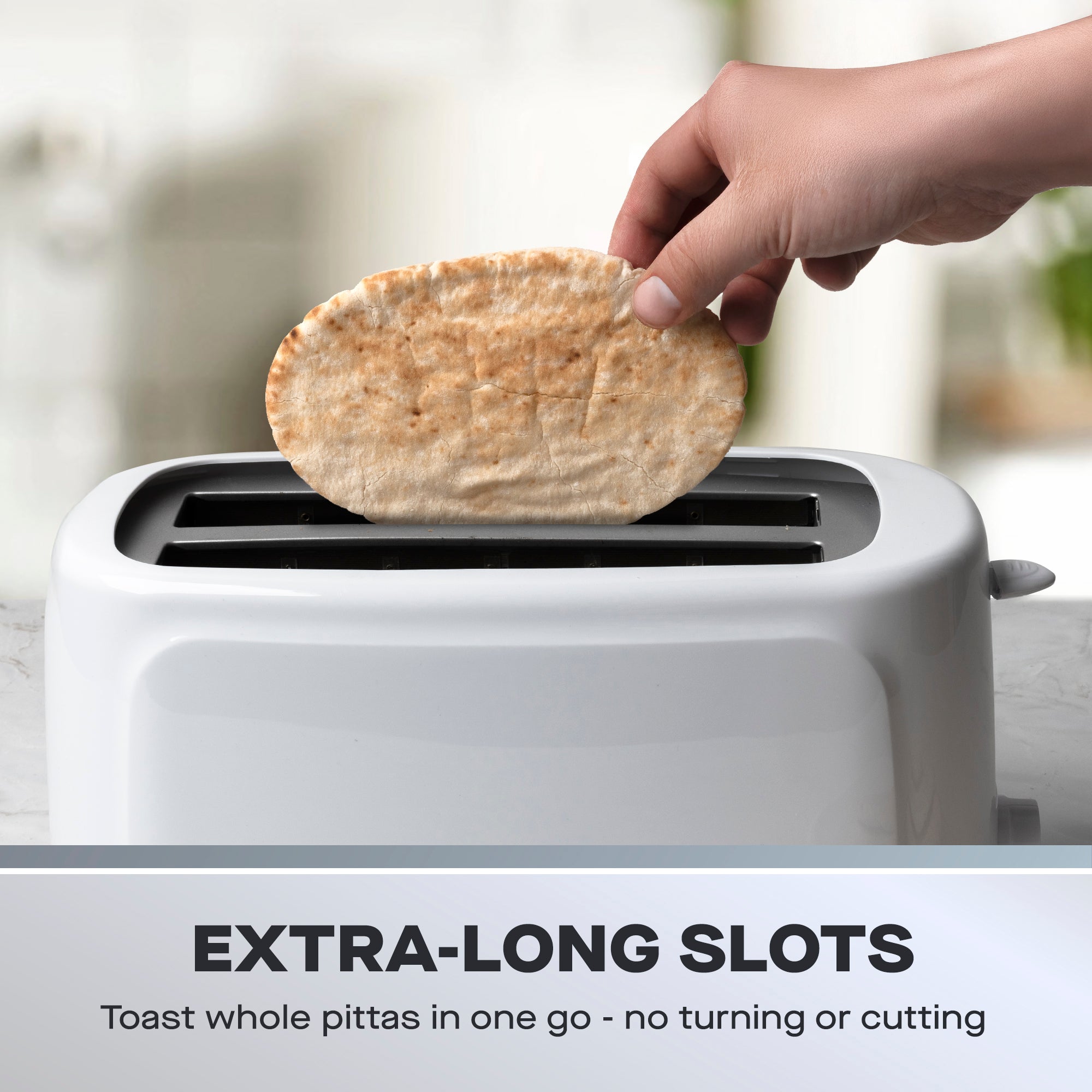 Daewoo White Essentials 4 Slice Long-Slot Toaster