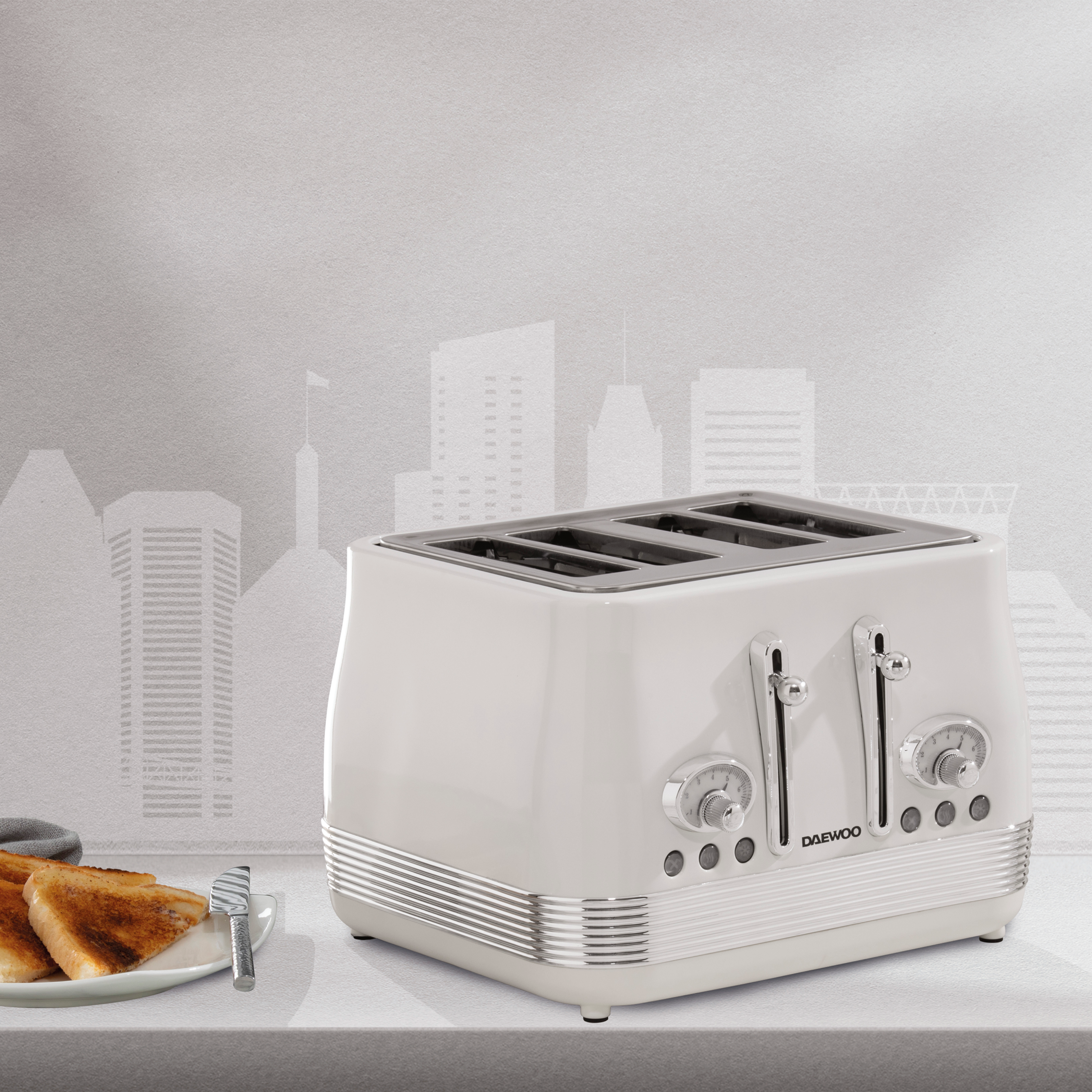 Daewoo Denver Buttermilk 4-Slice Toaster