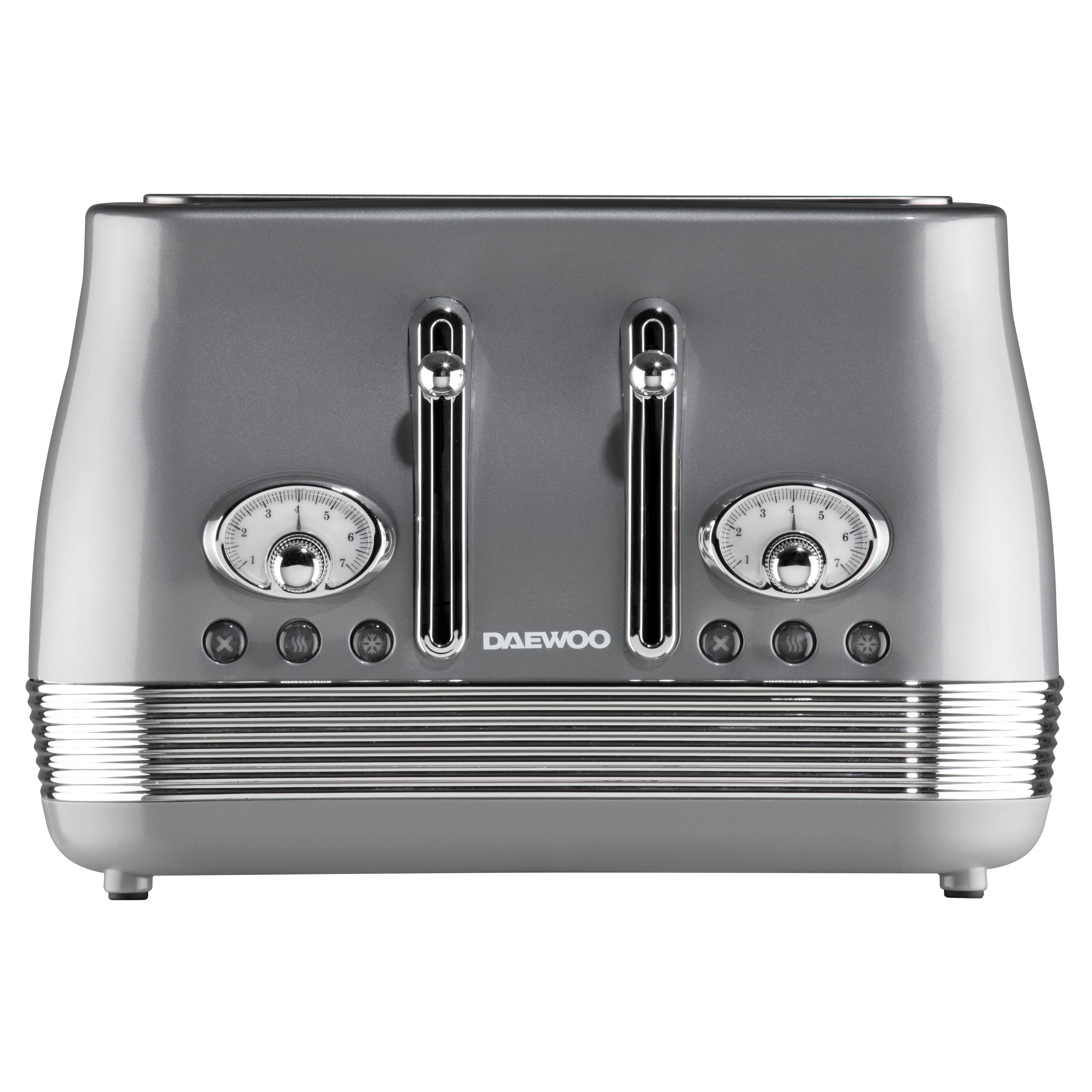 Daewoo Smoked Grey Denver 4-Slice Toaster