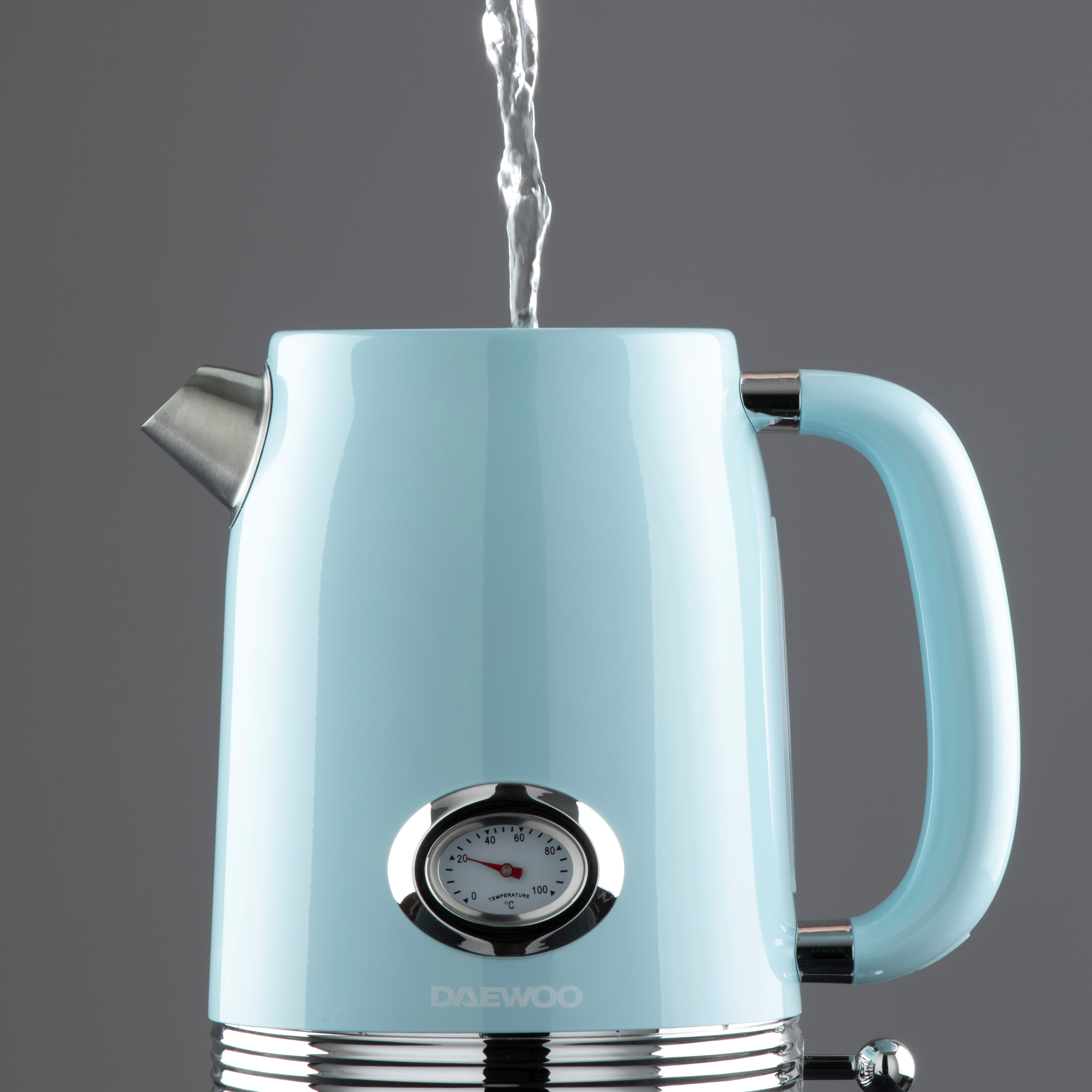 Daewoo Sky Blue Denver Jug Kettle & 4 Slice Toaster Set