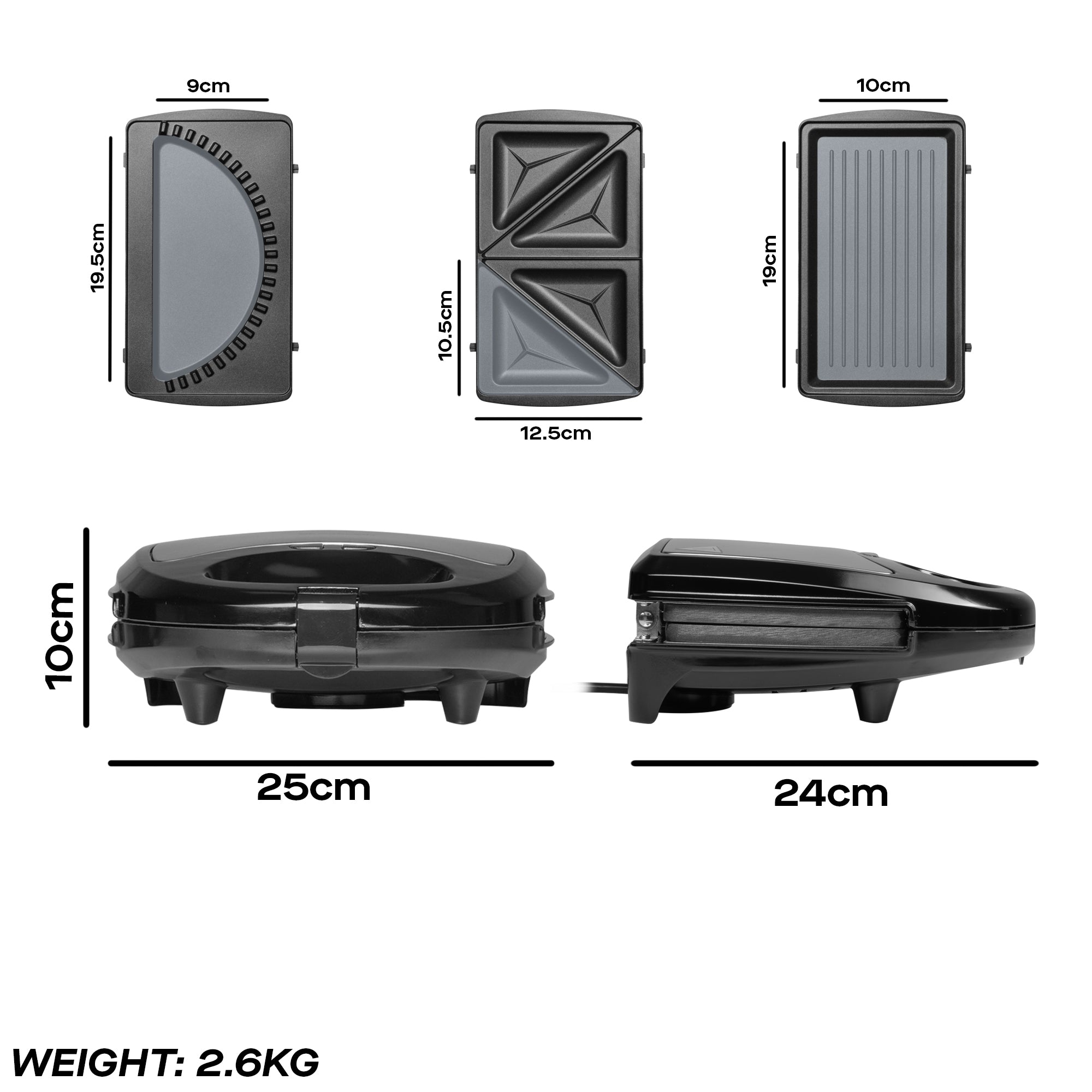 Daewoo 3-in-1 Sandwich, Panini, Crimp Maker