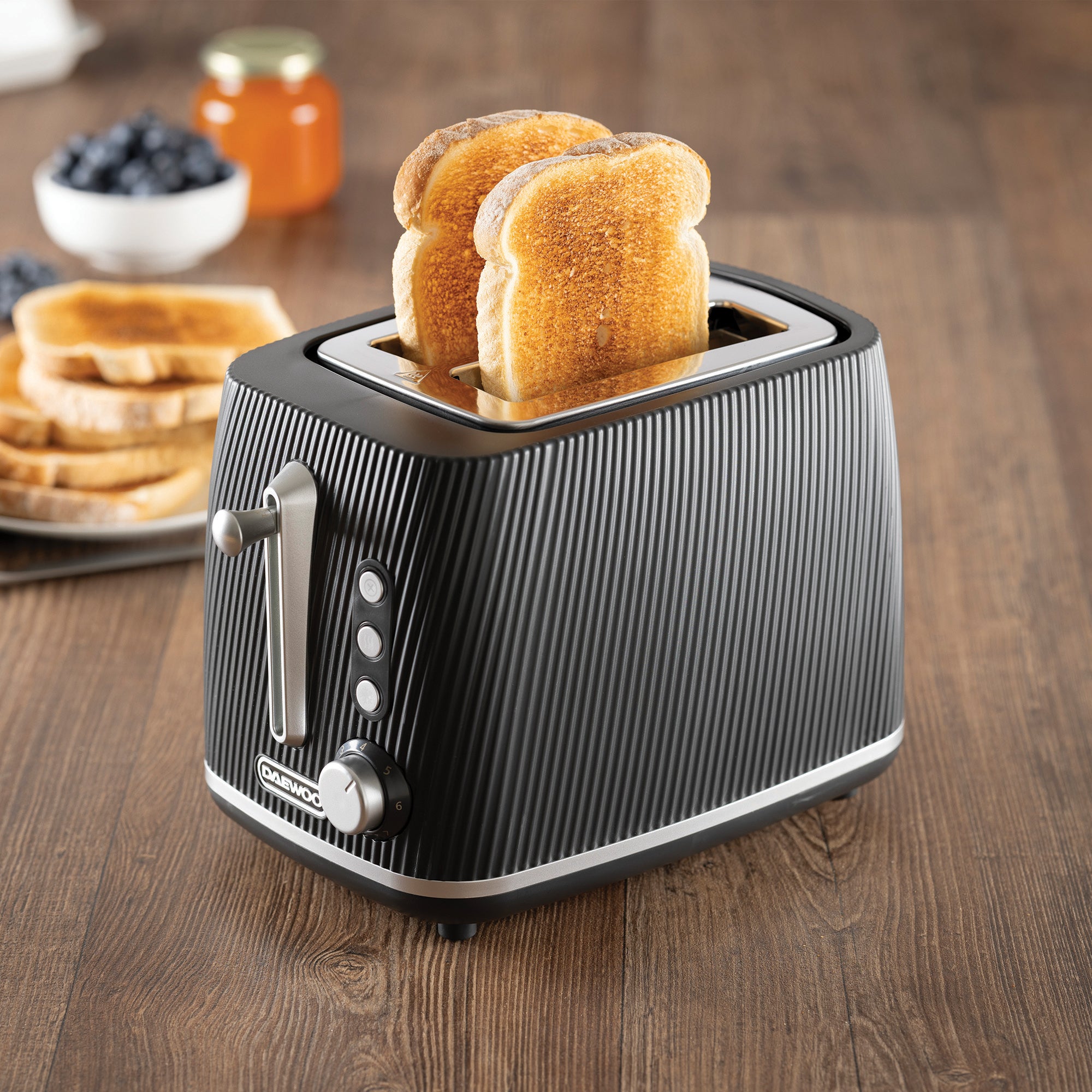 Daewoo Black Cascade 2 Slice Toaster