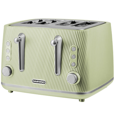Daewoo Sage Green Cascade 4 Slice Toaster