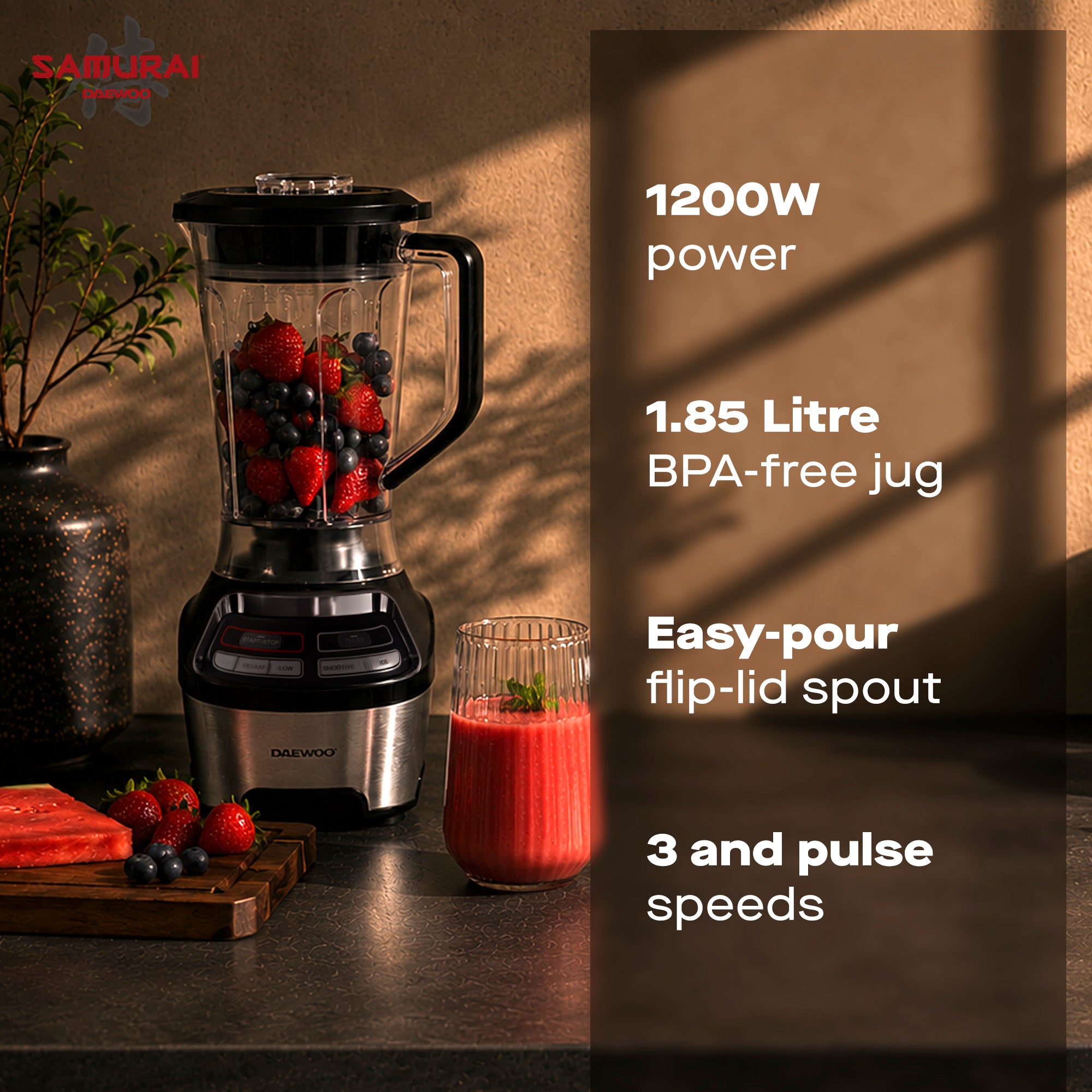 Daewoo 1200W 1.85L Samurai Powerblend Pro Blender