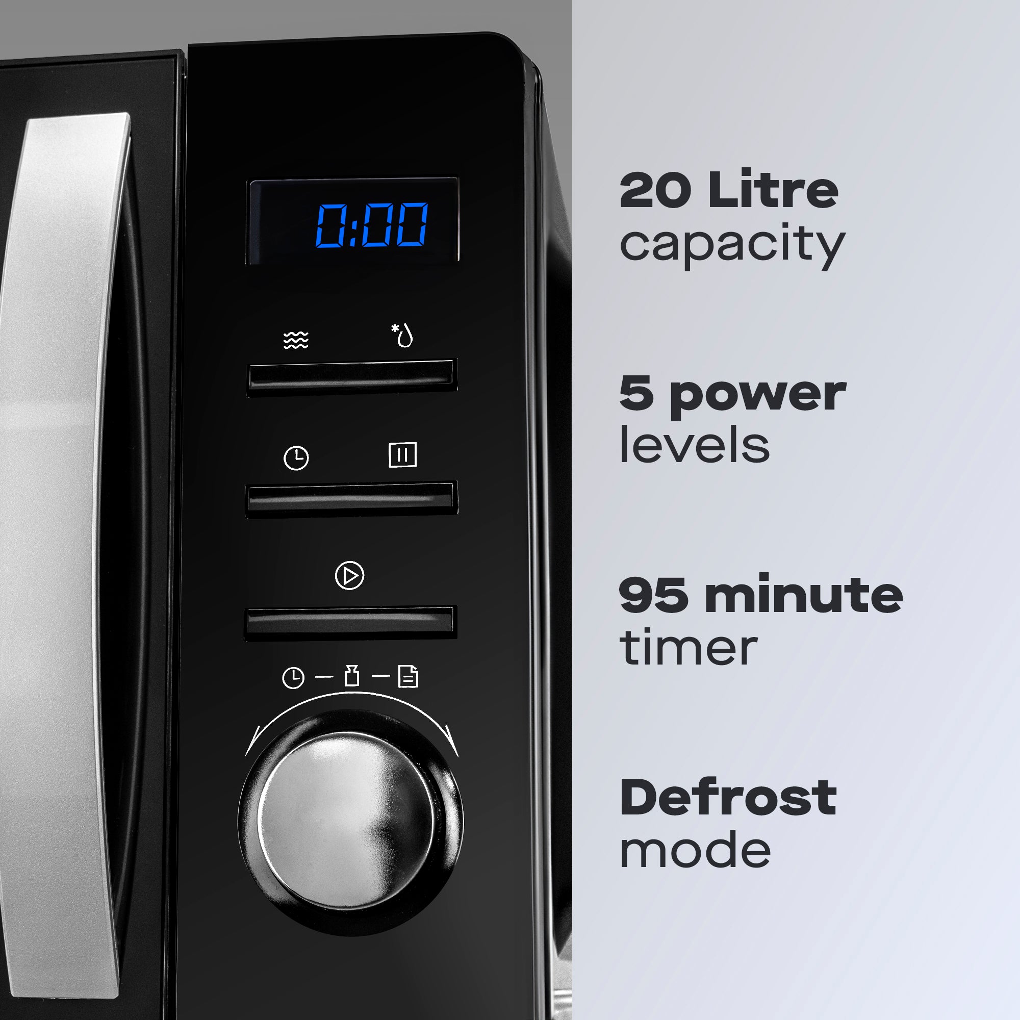 Daewoo 20L Black Digital 800W Microwave