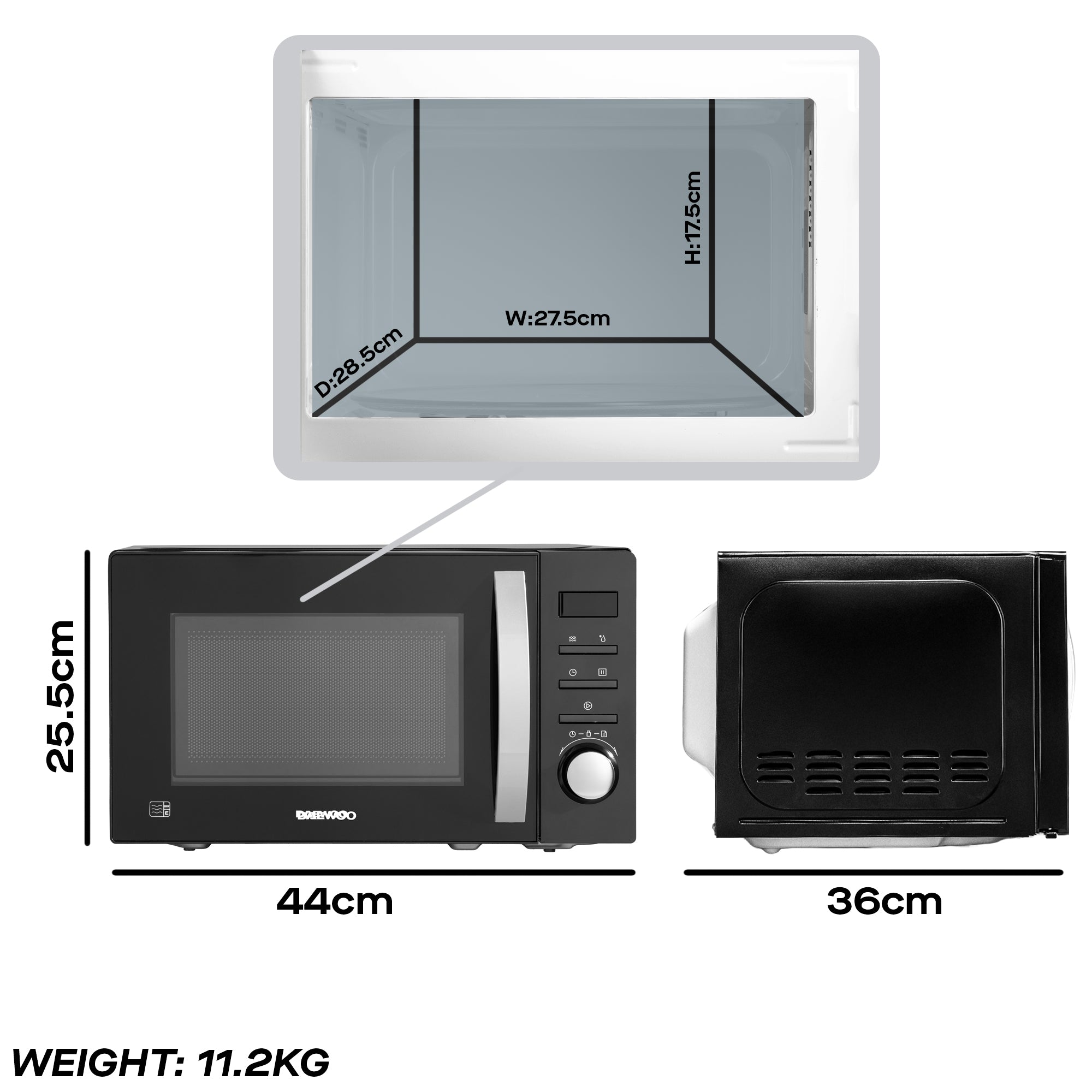 Daewoo 20L Black Digital 800W Microwave
