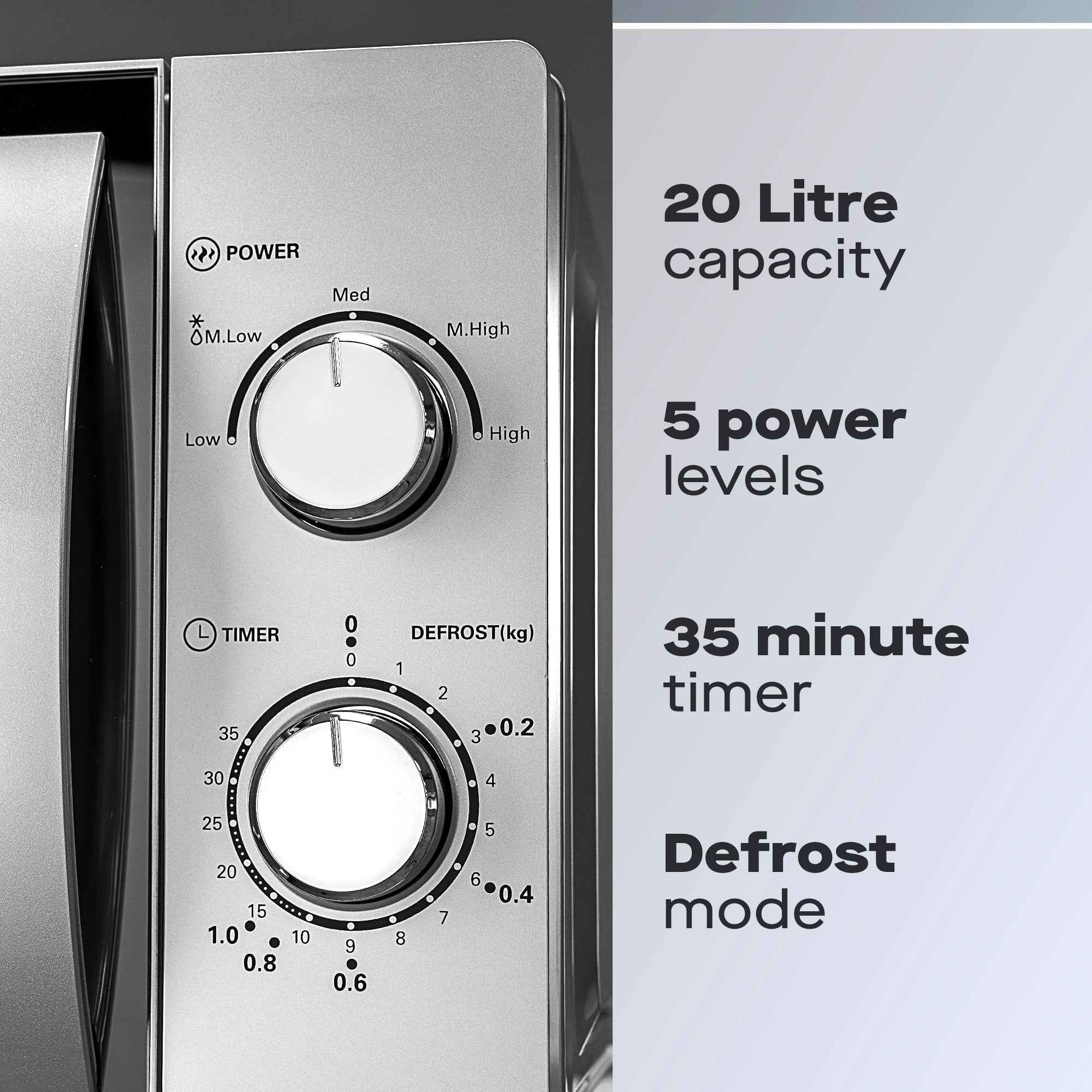 Daewoo 20L Silver Manual 800W Microwave